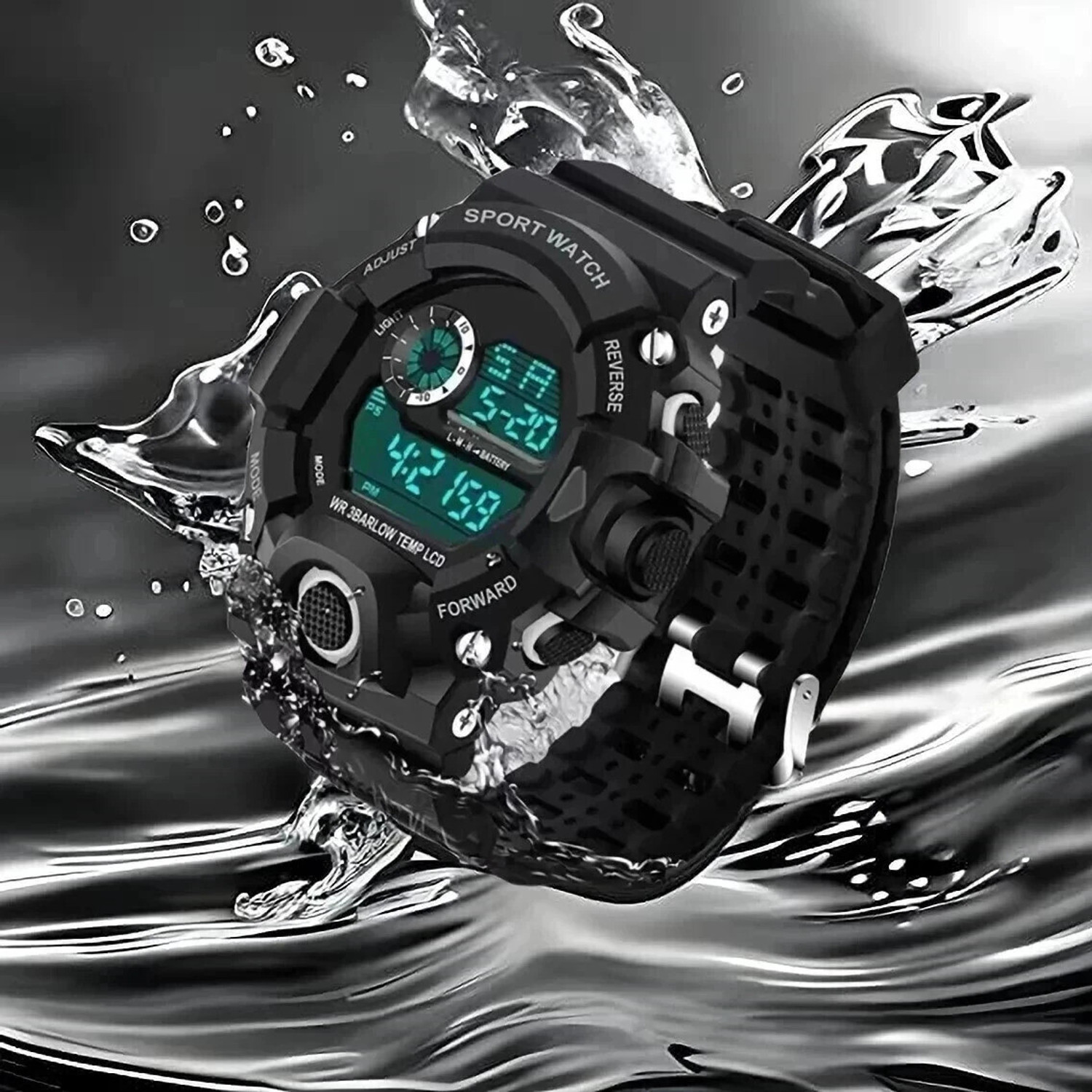 Image of Wolcentra Digital Sports 50m Waterproof LED Military Smart Stopwatch Countdown Digital Watch - For Men