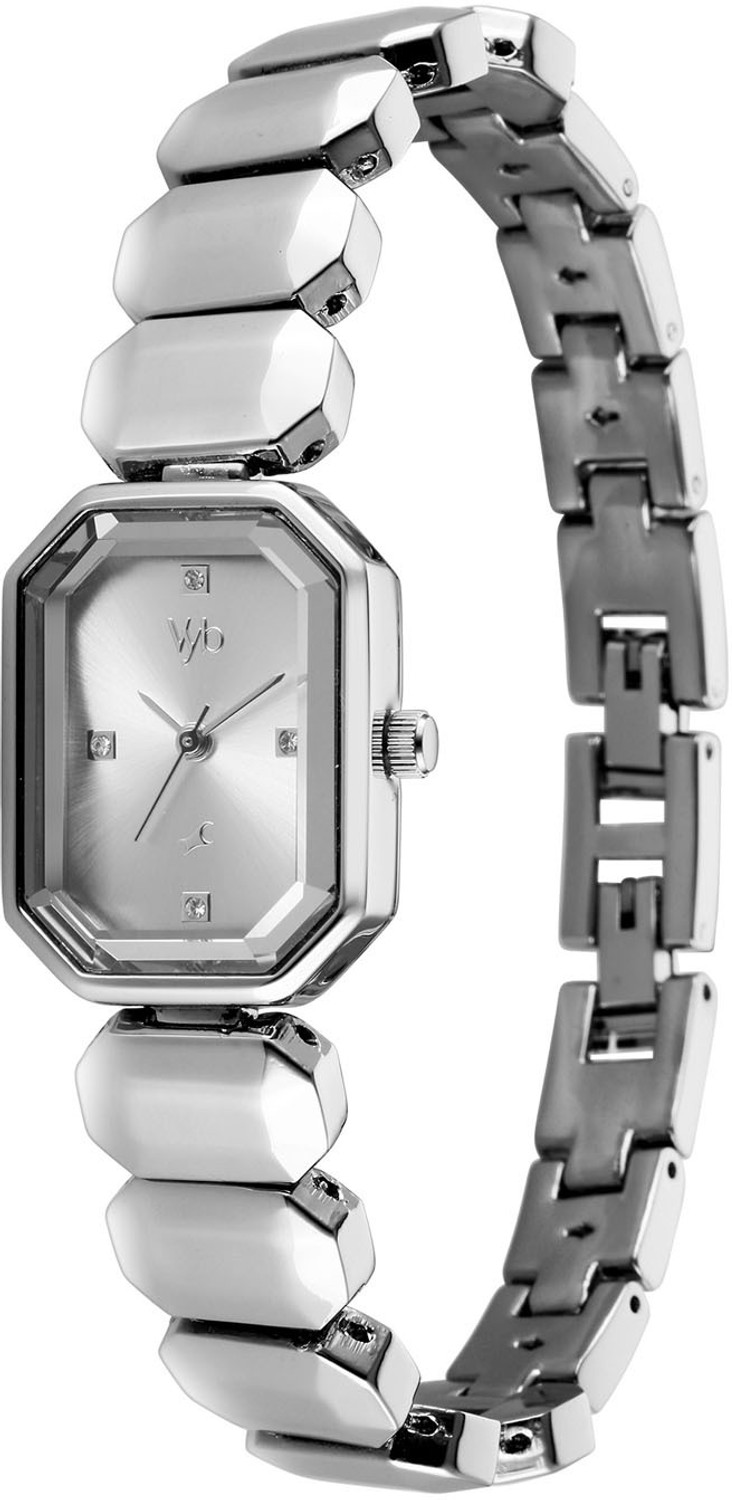 Image of Fastrack Vyb Celeste 3 Hands Silver Dial Steel Alloy Strap Analog Watch - For Girls FV60063SM01W