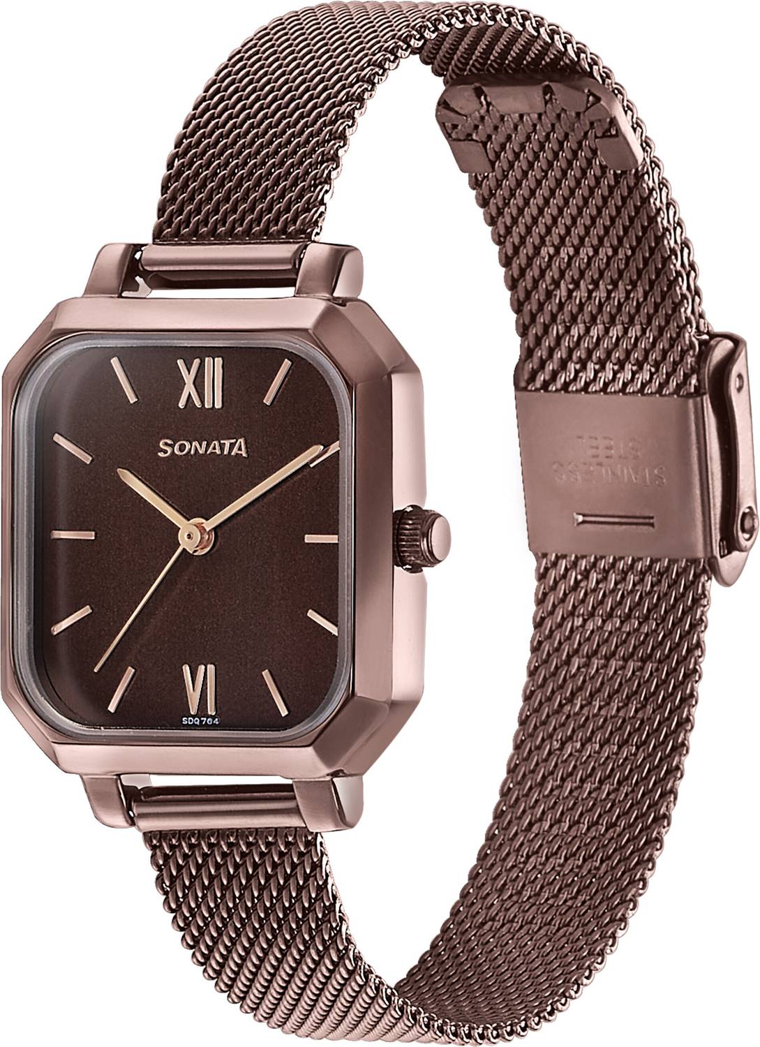 Sonata Modern Edit Brown Dial Watch - Image 5
