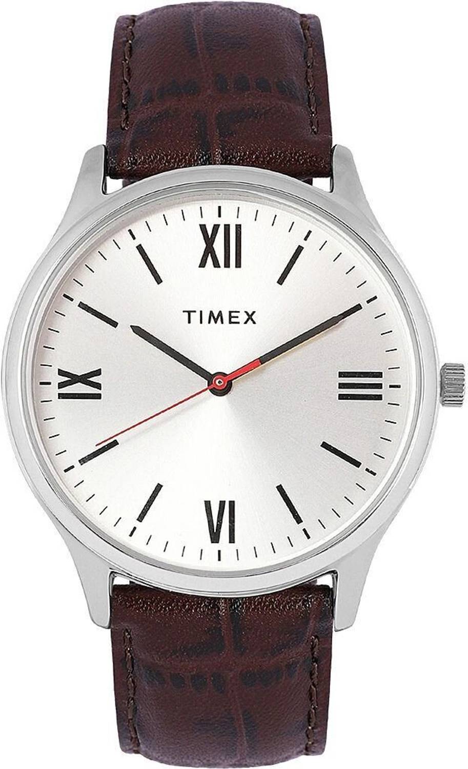 TIMEX Silver Dial Leather Strap Analog Watch - Men - Image 2