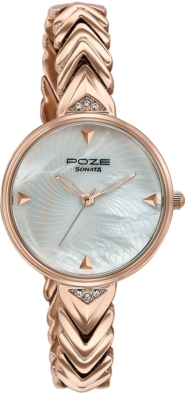 Image of SONATA Poze 7 Sonata Poze 7 White MOP Dial Rose Gold Alloy strap Strap Analog Watch - For Women