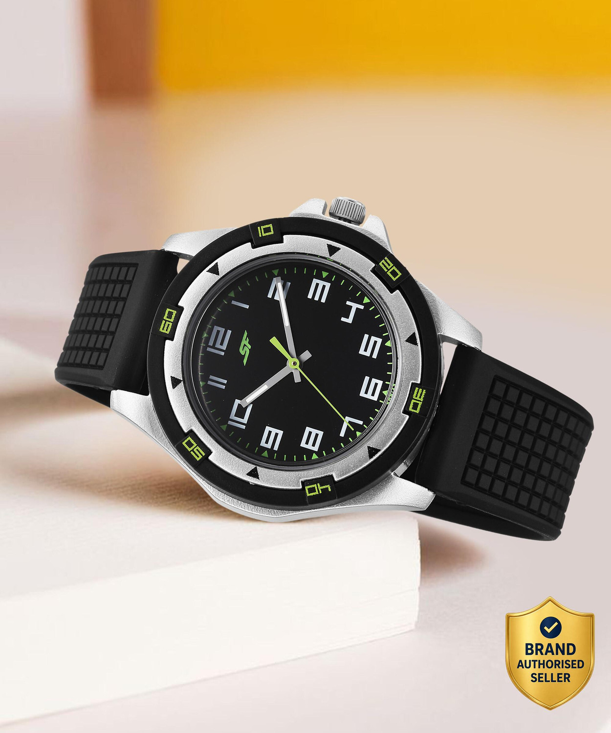 Image of SONATA Sporty Analog Analog Black Dail With Black Plastic Strap Analog Watch - For Men