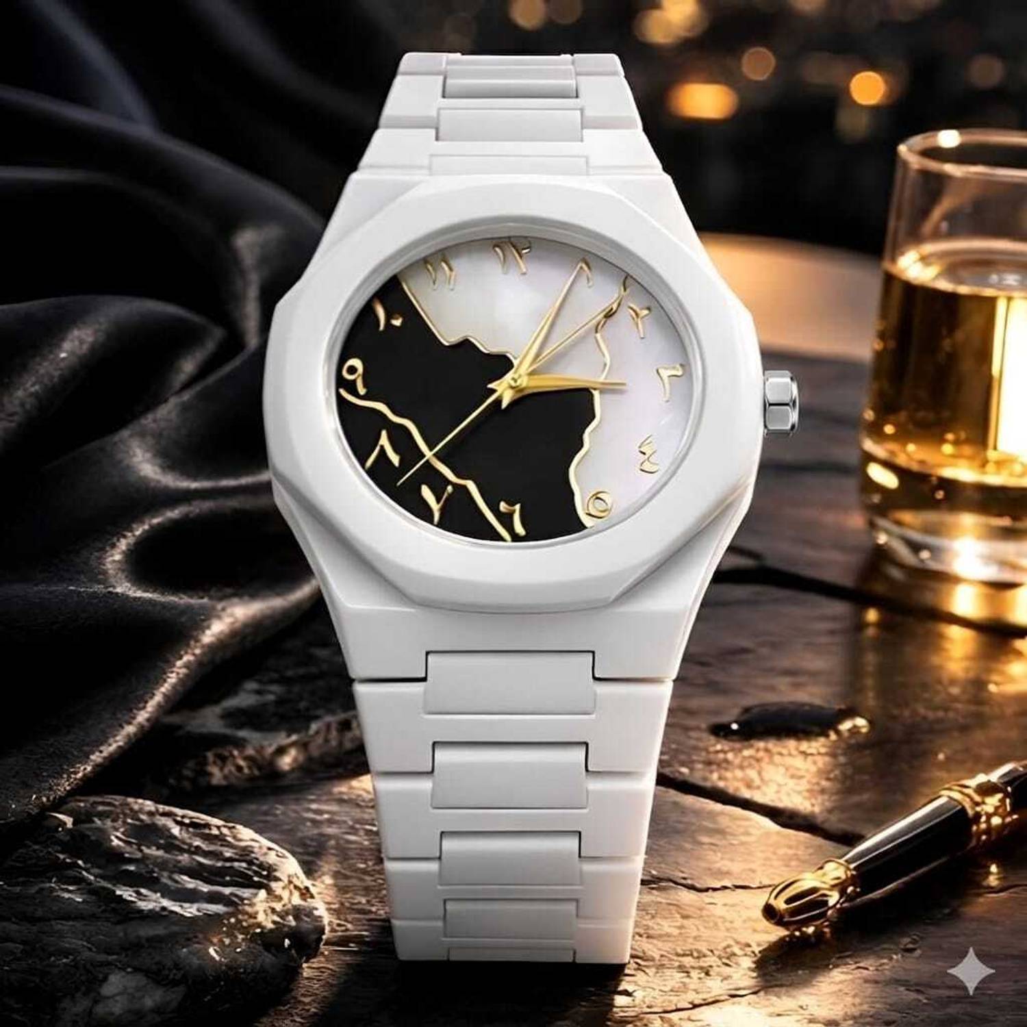 SOOMS Boys Black & White Dial Watch with Golden Ginti - Image 1