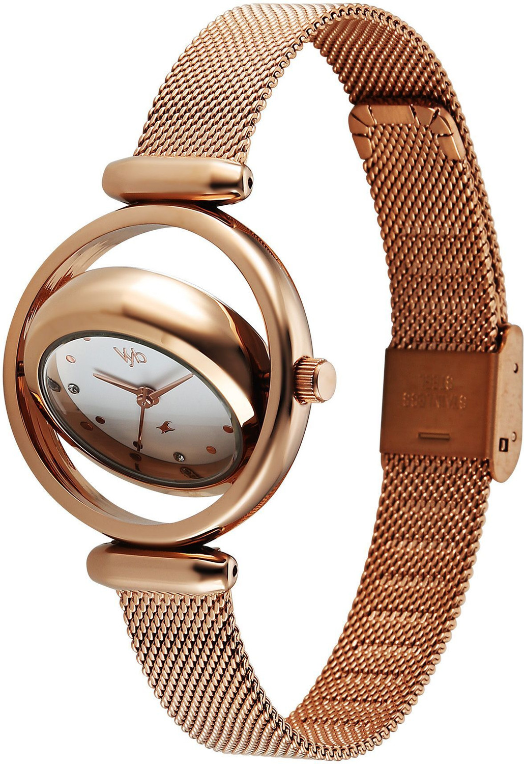 Image of Fastrack Vyb Celeste Manifester Quartz Silver Dial Steel Stainless Steel Strap Analog Watch - For Women