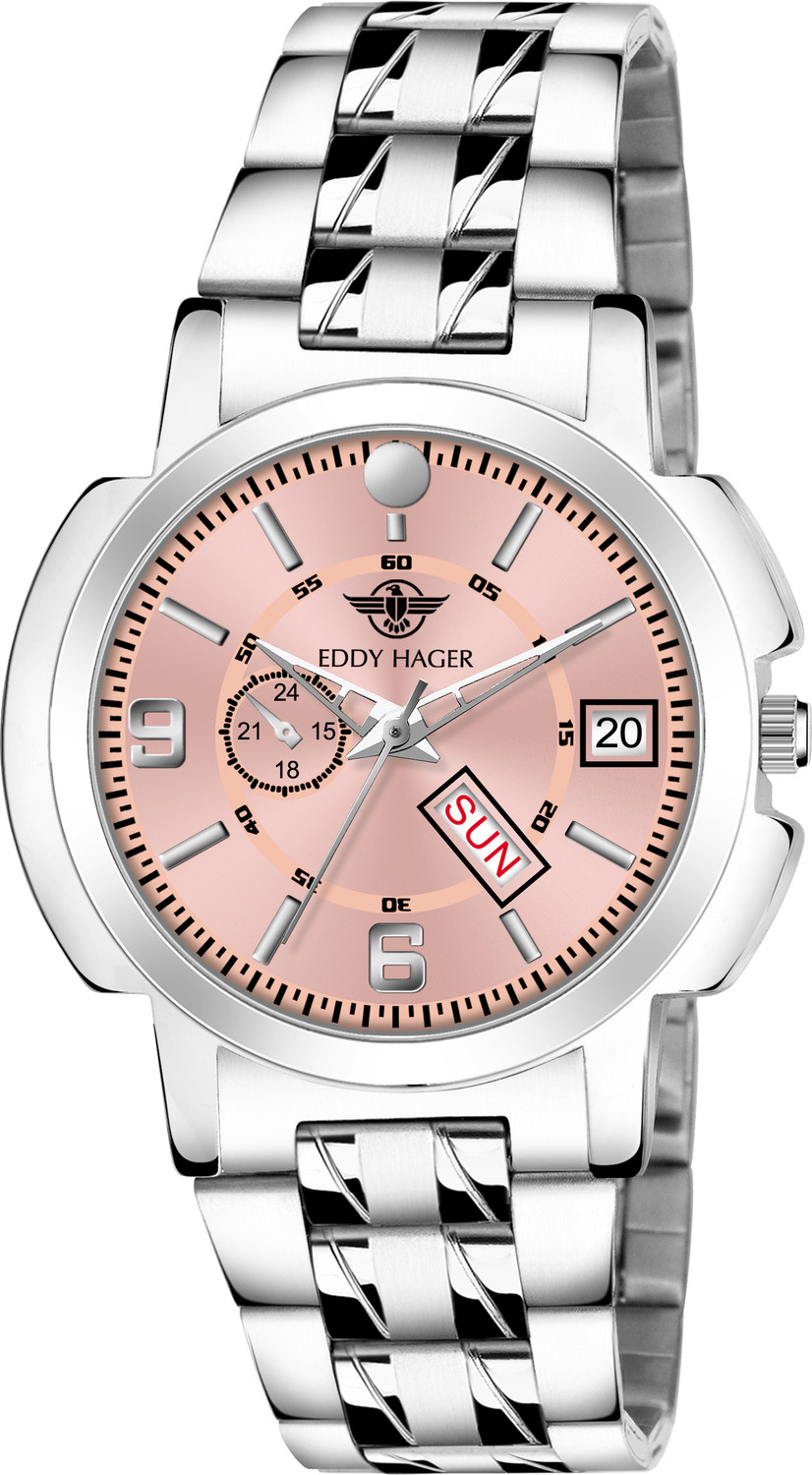 Image of EDDY HAGER EH-451-Pink Day and Date Display Analog Watch - For Women