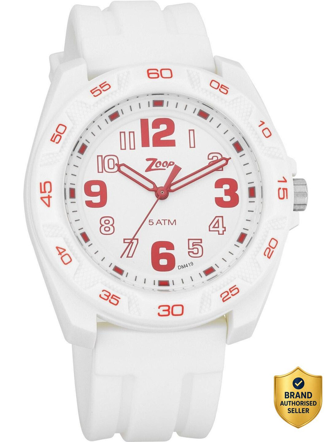Image of Zoop NP16016PP03 Zoop Glow Quartz White Dial White Silicone Strap Analog Watch - For Boys