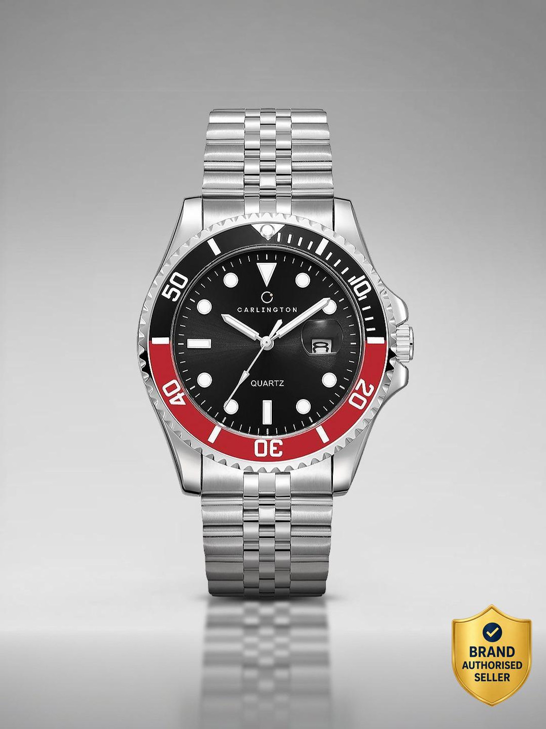 Image of Carlington CT 4030 Steel Red Black Carlington Meridian Series Premium Gents Wrist Watches Analog Watch - For Men
