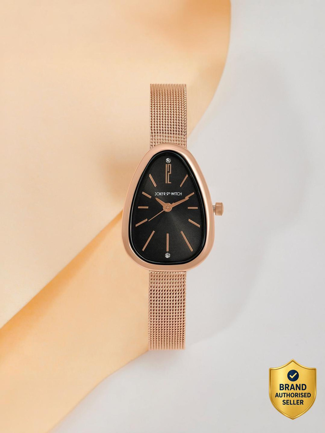 Joker & Witch Joker & Witch Maris Rosegold Watch With Black Dial And Mesh Strap Analog Watch - For Women