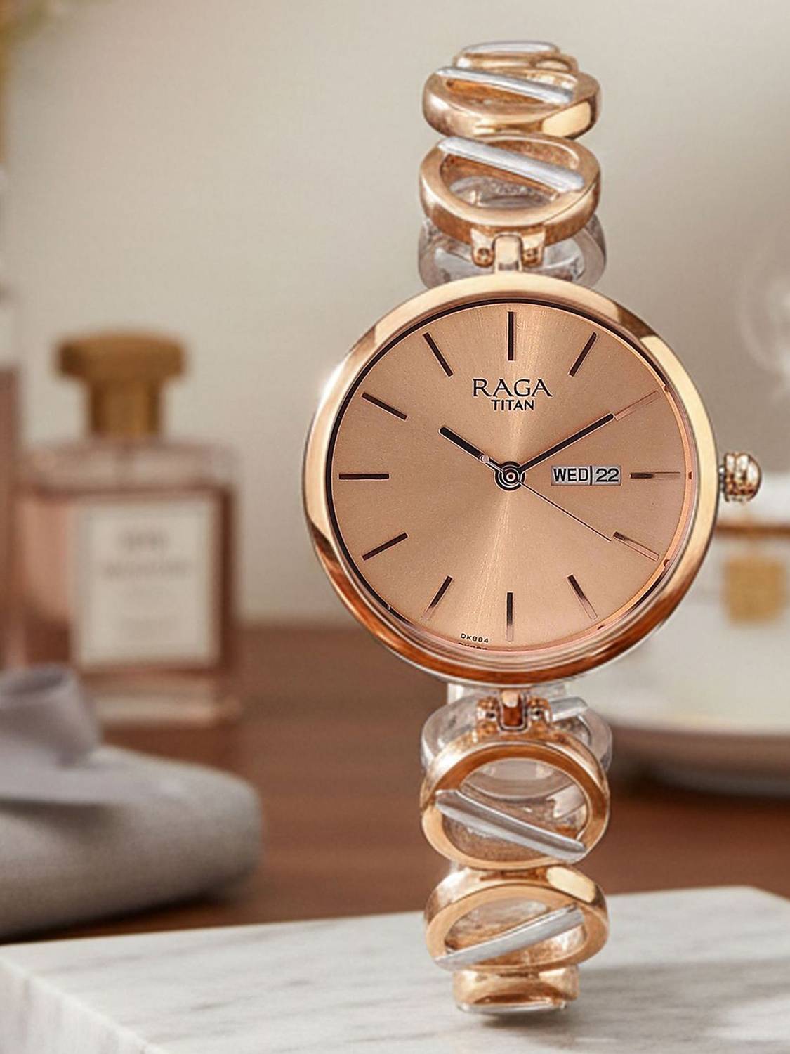 Titan Raga RoseGold Dial Silver MetalStrap Watch - Image 5