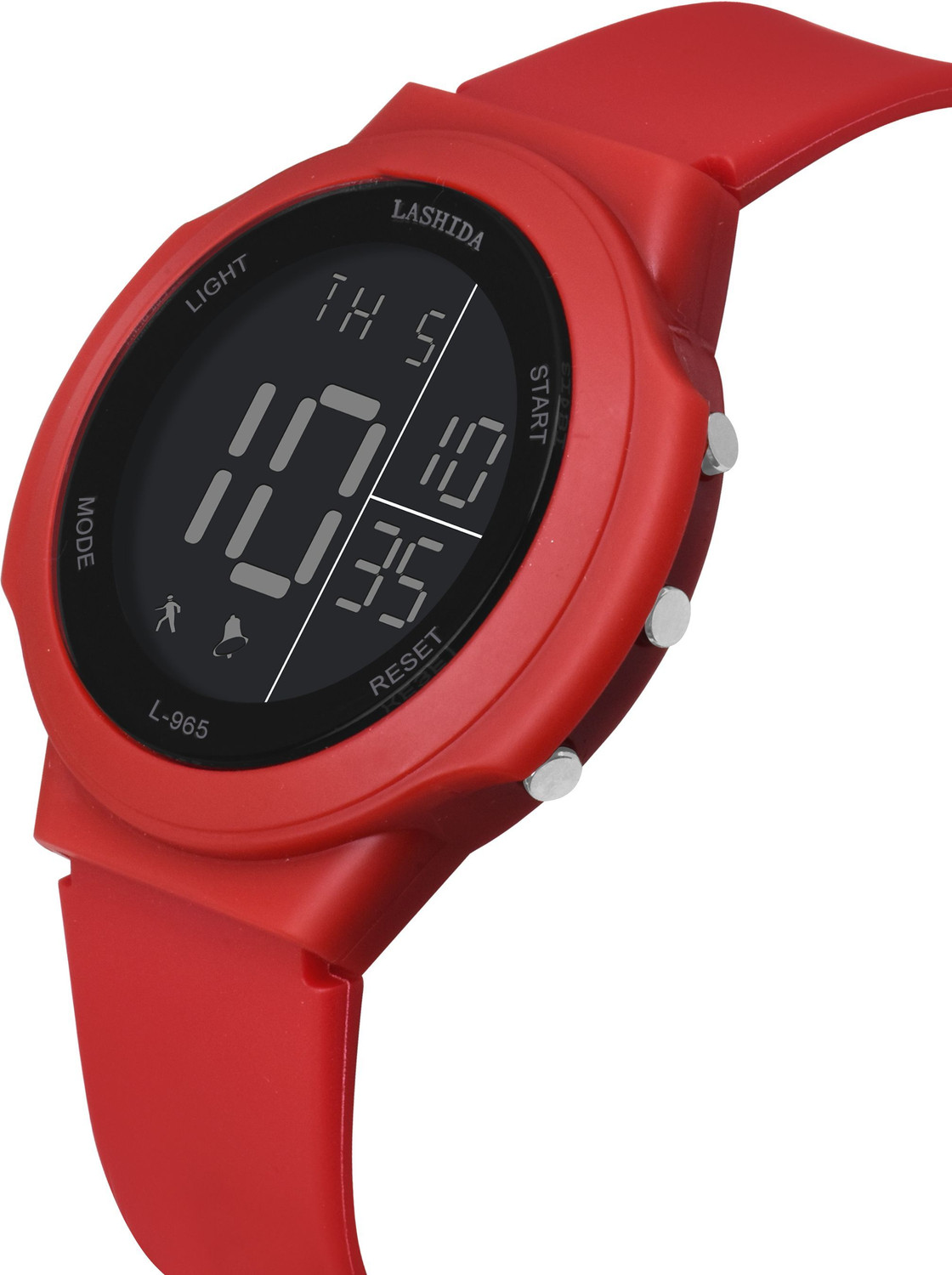 Image of luxurit Stylish Crimson Vibe Matte Red with Geometric Display & Comfort-Flex Silicone Strap Digital Watch - For Boys & Girls
