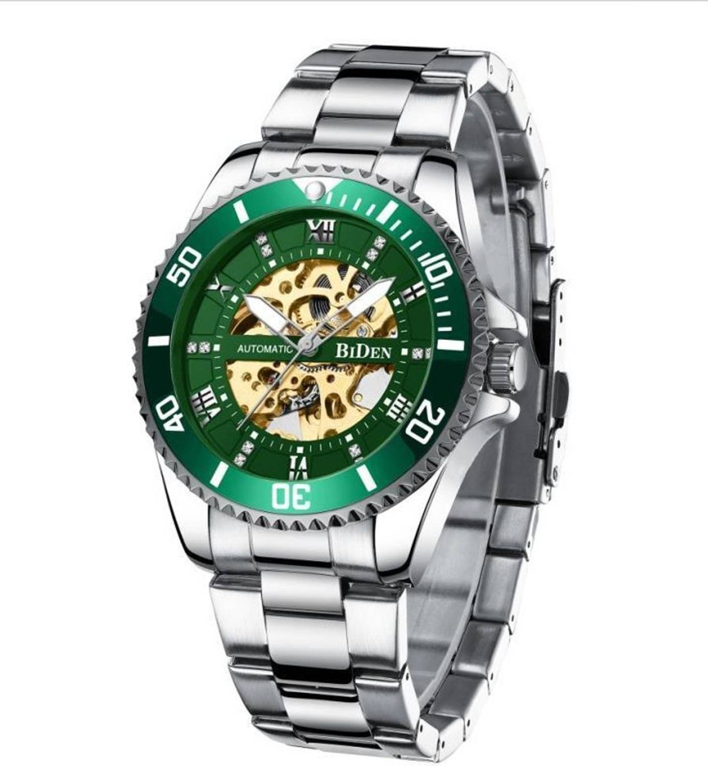 BIDEN Mens Watch Automatic Mechanical Skeleton Dial Luxury Wrist Watch For Men Analog Watch  - For Men