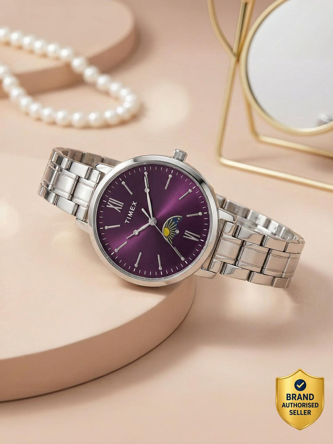 Image of TIMEX Moon-Phase, Deep Purple Dial Analog Watch - For Women