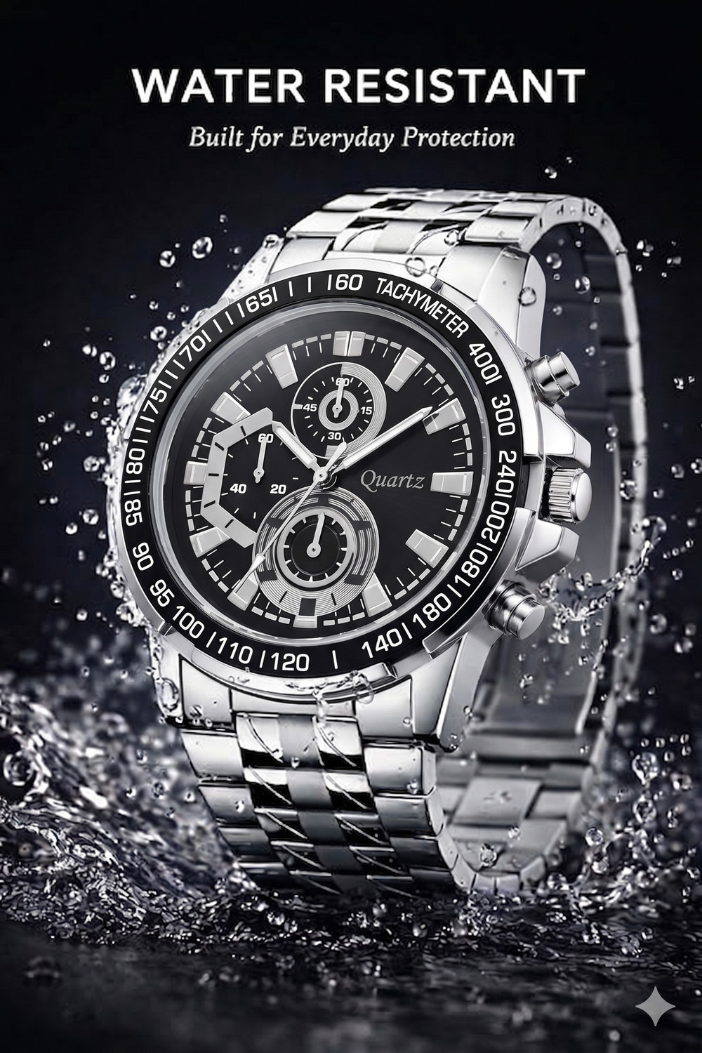 Image of FRK High Demanding Heavy Stainless Tachmeter Watch For Daily Use 444111100 Analog Watch - For Men