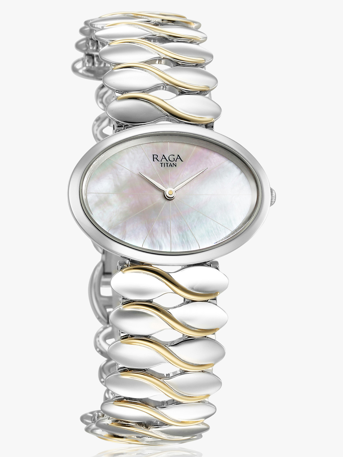 Image of Titan Titan Raga Silver White MOP Dial Sterling Silver Strap Analog Watch - For Women
