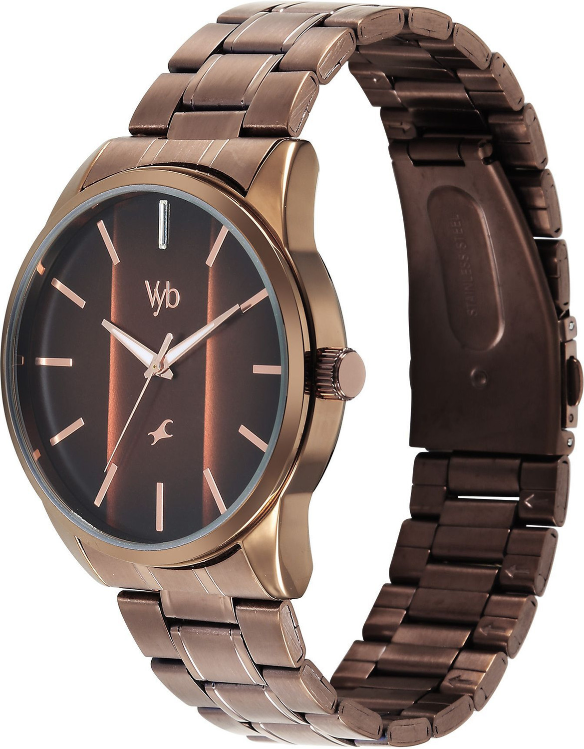Image of Fastrack Vyb Drift Fastrack Vyb Drift Quartz Brown Dial Brown Stainless Steel Strap Analog Watch - For Men