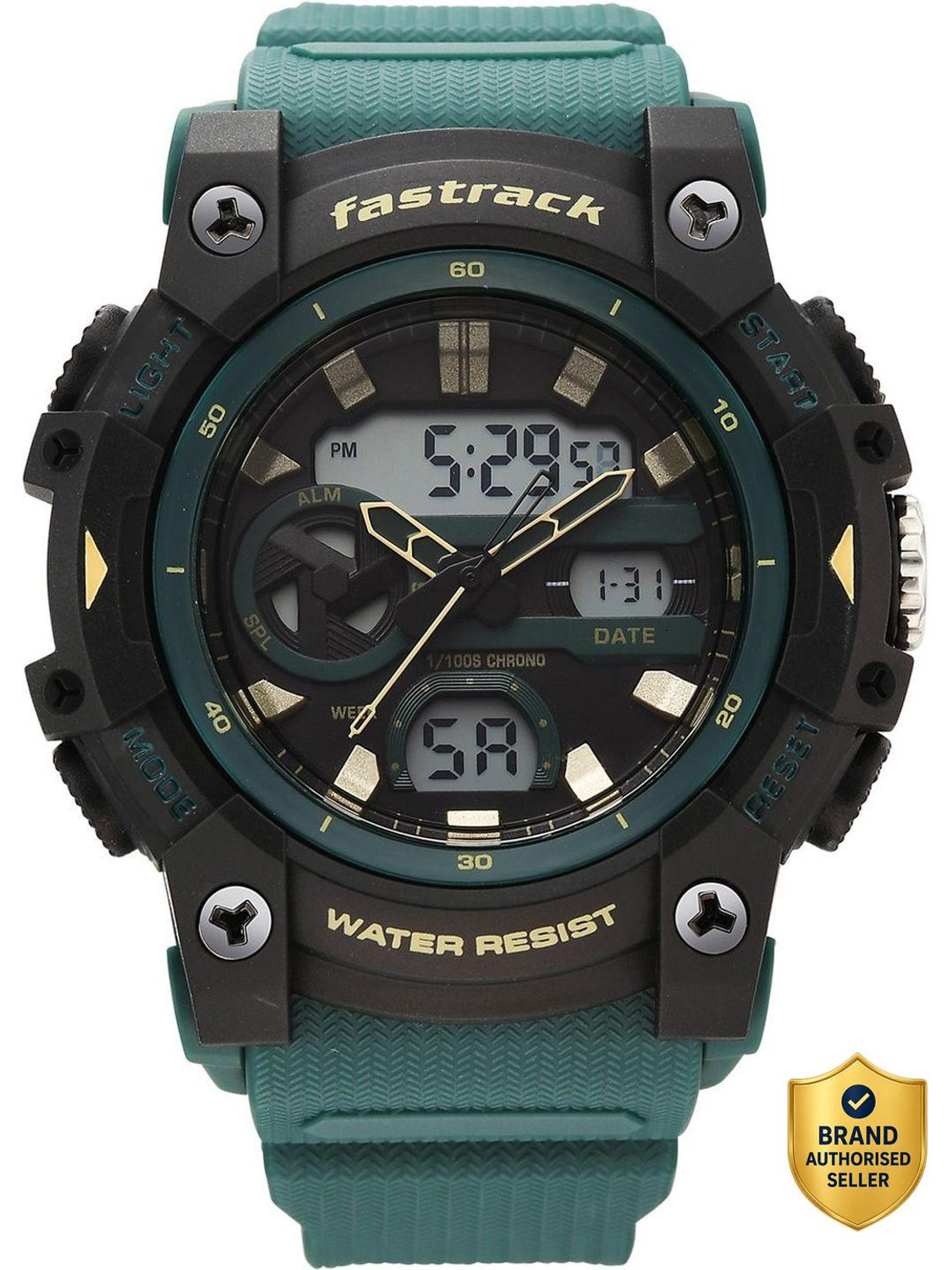 Image of Fastrack StreetStyle 6.0 Fastrack StreetStyle 6.0 AnaDigi Green Dial Green Polyether Strap Analog-Digital Watch - For Men