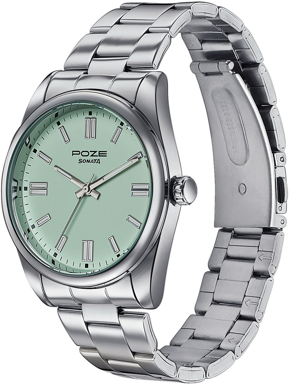 Image of SONATA Poze Drop 9.2 Poze 9 Quartz Lt.Green Dial IPS Sheet Metal Strap Analog Watch - For Men