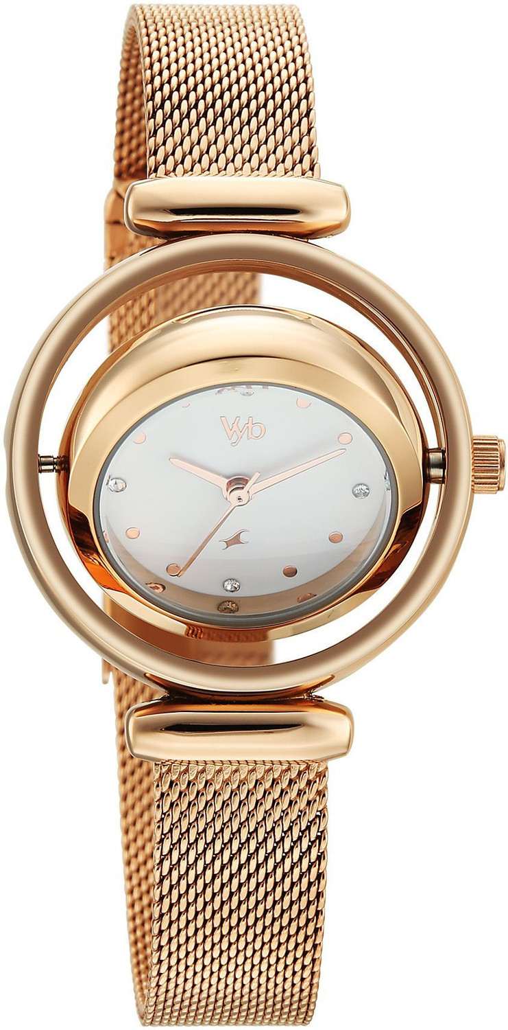 Image of Fastrack Vyb Celeste Manifester Quartz Silver Dial Steel Stainless Steel Strap Analog Watch - For Women