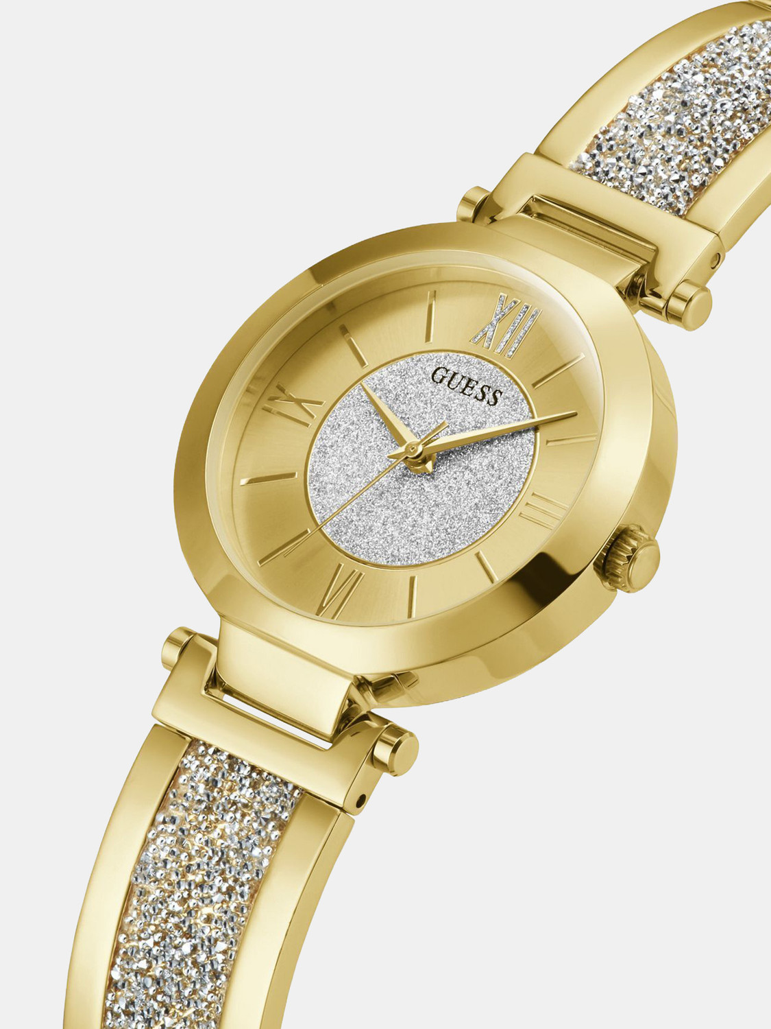 Image of GUESS Champagne Swarovski Crystal Dial Analog Watch - For Women