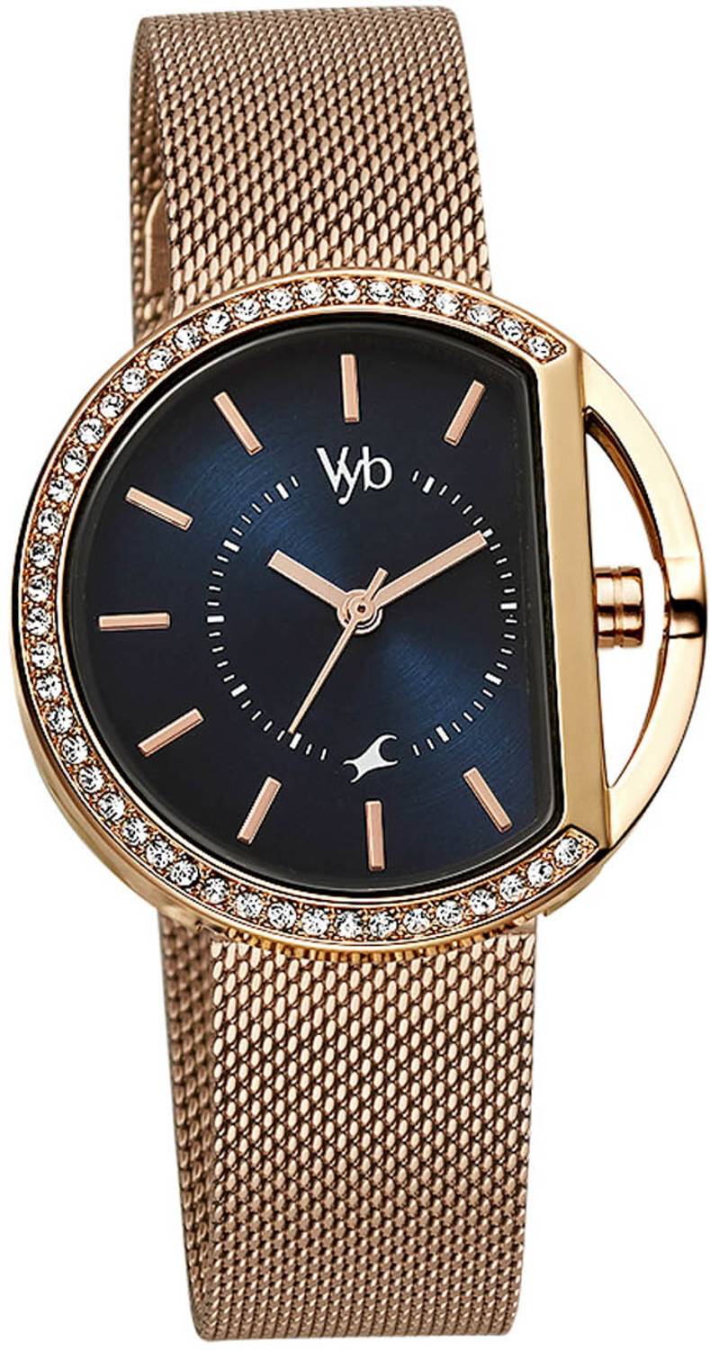 Fastrack Blue Dial Rose Gold Strap Watch - Image 2