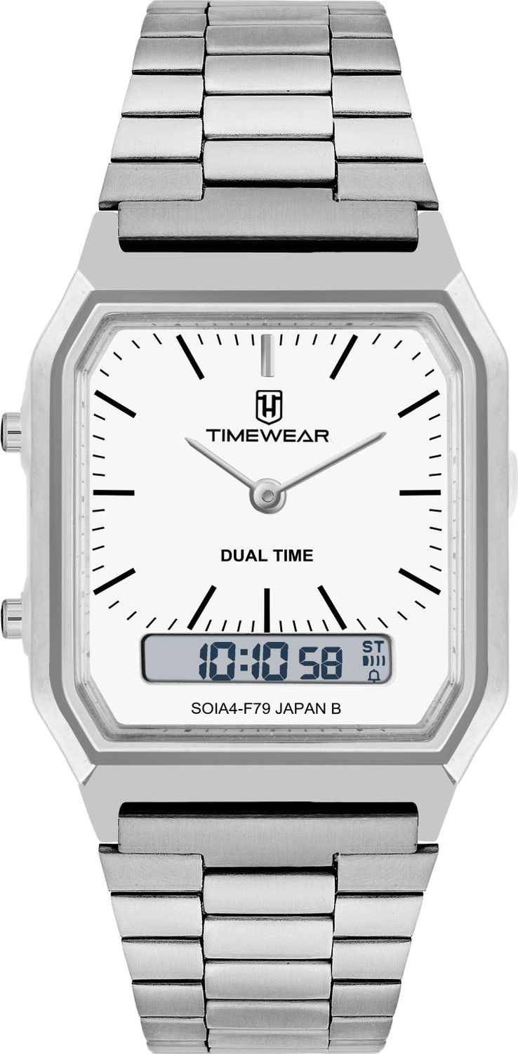 Image of TIMEWEAR TIMEWEAR5154STEELTW TIMEWEAR Vintage Dualtime, White Dial, Automatic Calendar, Alarm, Stopwatch Analog-Digital Watch - For Men & Women