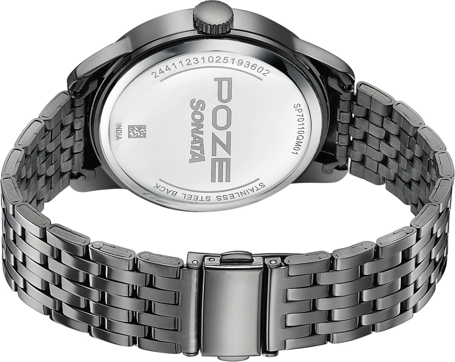 Image of SONATA Poze 8 Sonata Poze 8 Quartz Arsenic blue Dial Gun Stainless Steel Strap Analog Watch - For Men