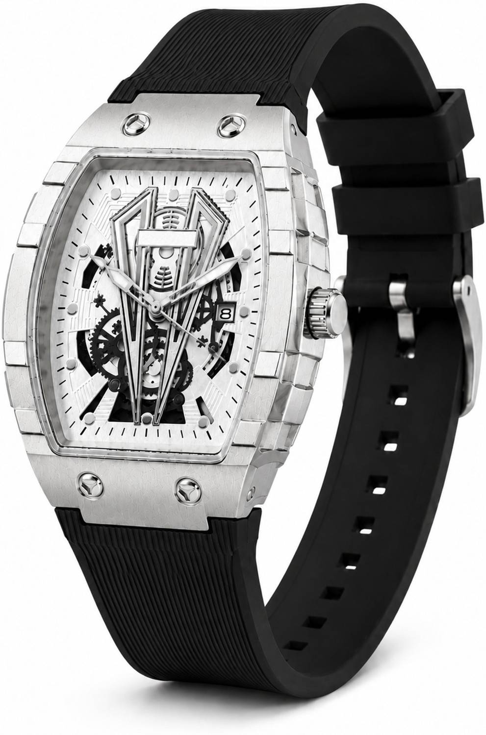 K&K Premium Skeleton Silver Men's Watch - Image 1