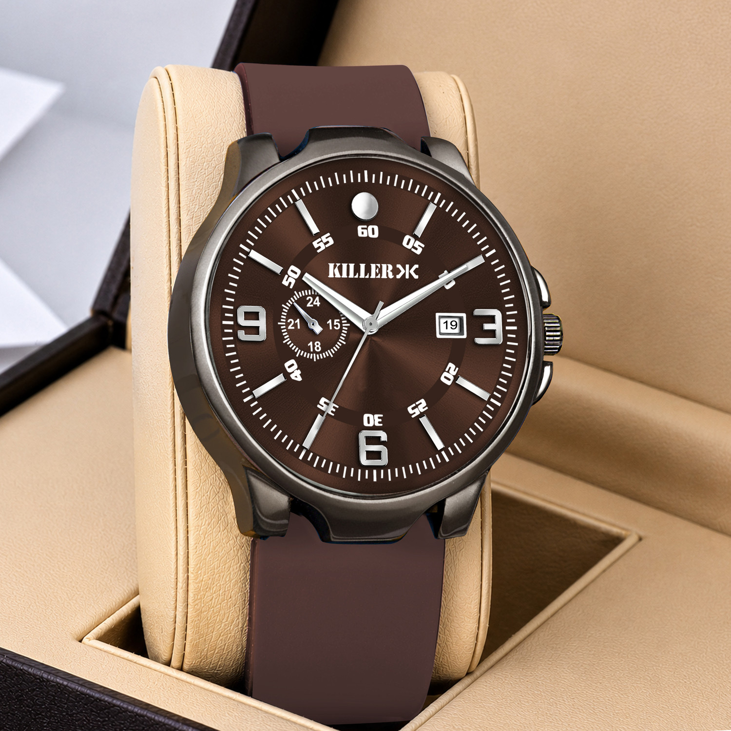 Image of KILLER Gun Metal Series | Smart Watch Strap | 3D Glass | Smart Clip | Working Date Analog Watch - For Men