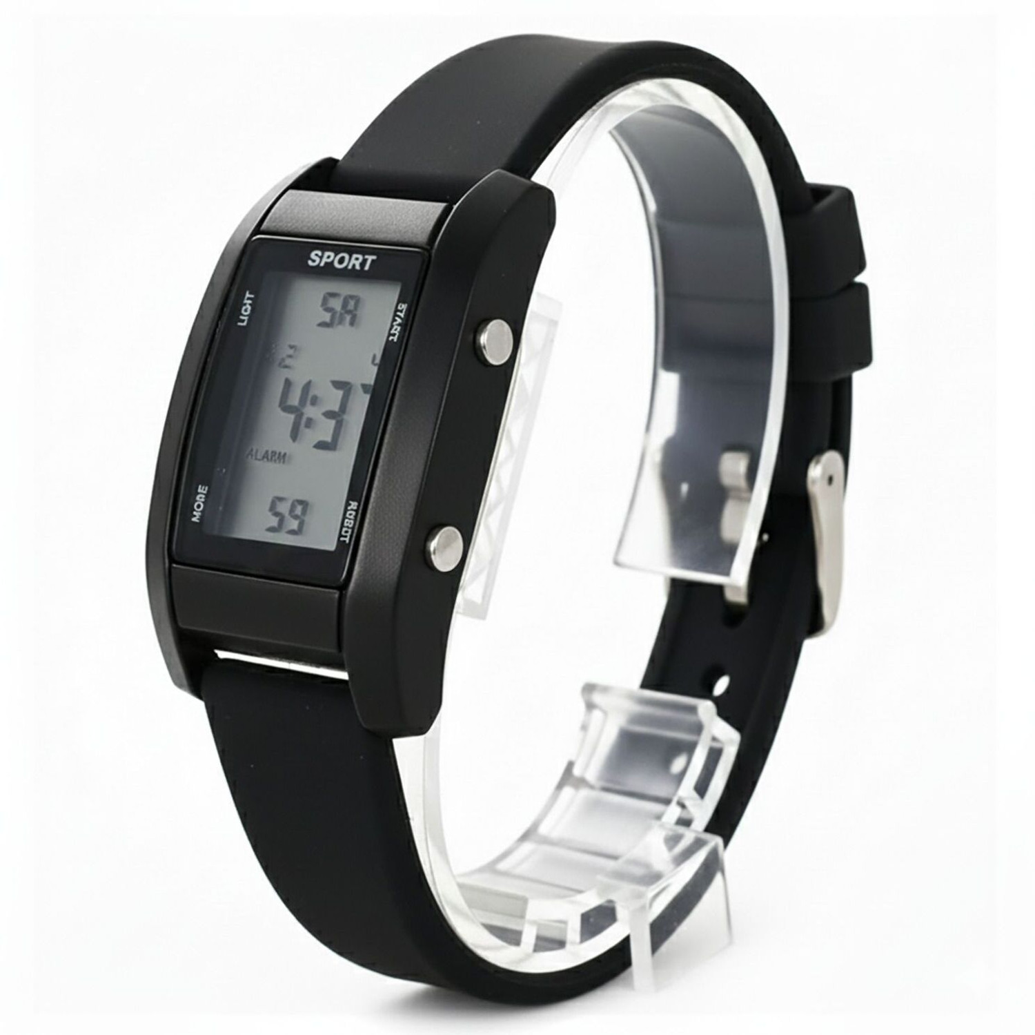 Image of WiseWalker WiseWalker Black Digital Watch LCD Display Silicone Belt for Women & Girls Digital Watch - For Women