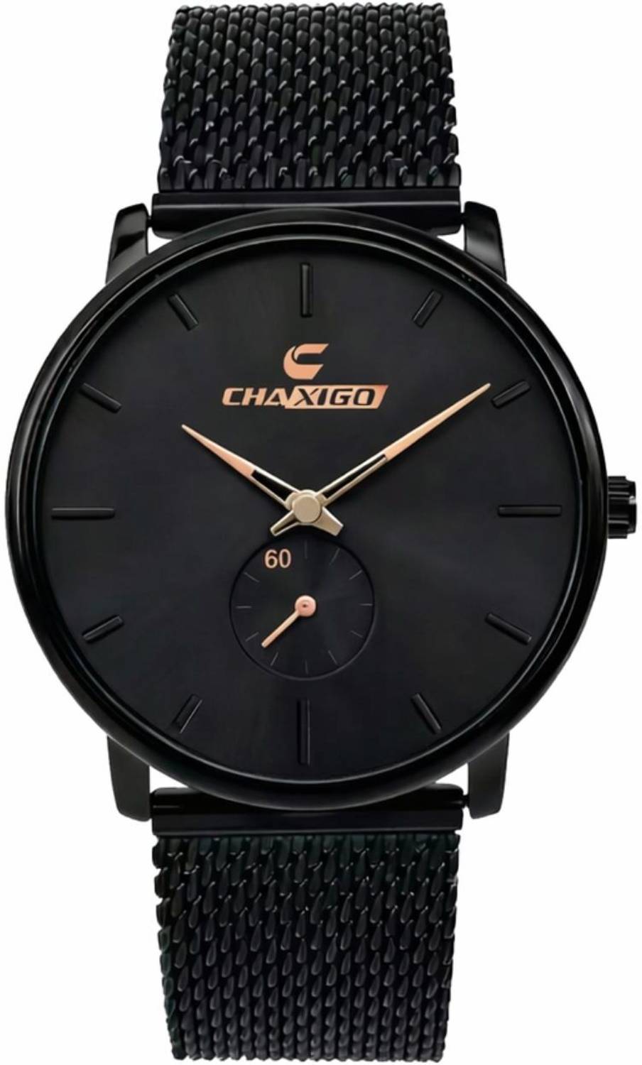 BLACK FLIDAY SALE GODJ Plus シルバー Chaxigo Classic Noir Minimalist Mesh Black Dial with Rose Gold
