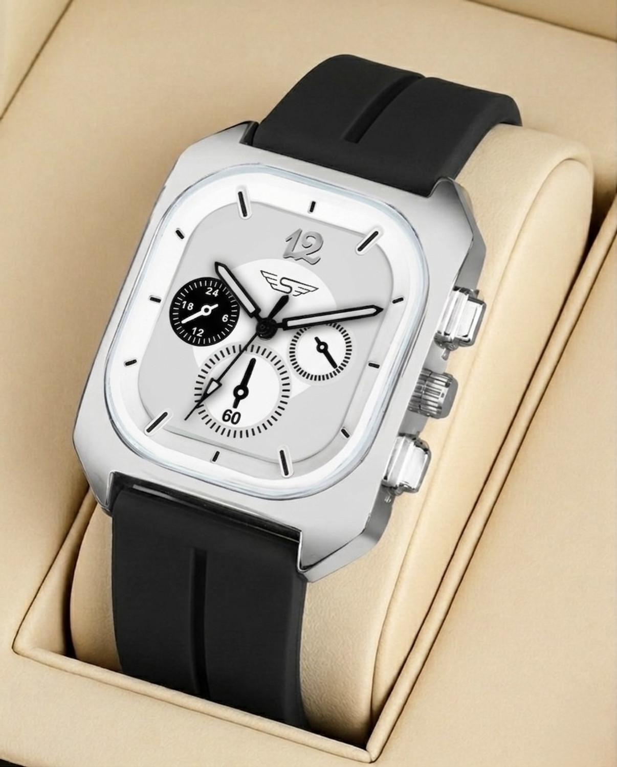 Image of Shivark SL-45 Silicone Strap multifunctional new square design Analog Watch - For Men