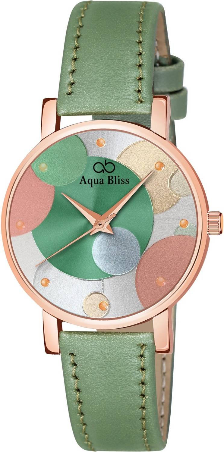 AquaBliss Green Dial Green Leather Analog Watch - For Women