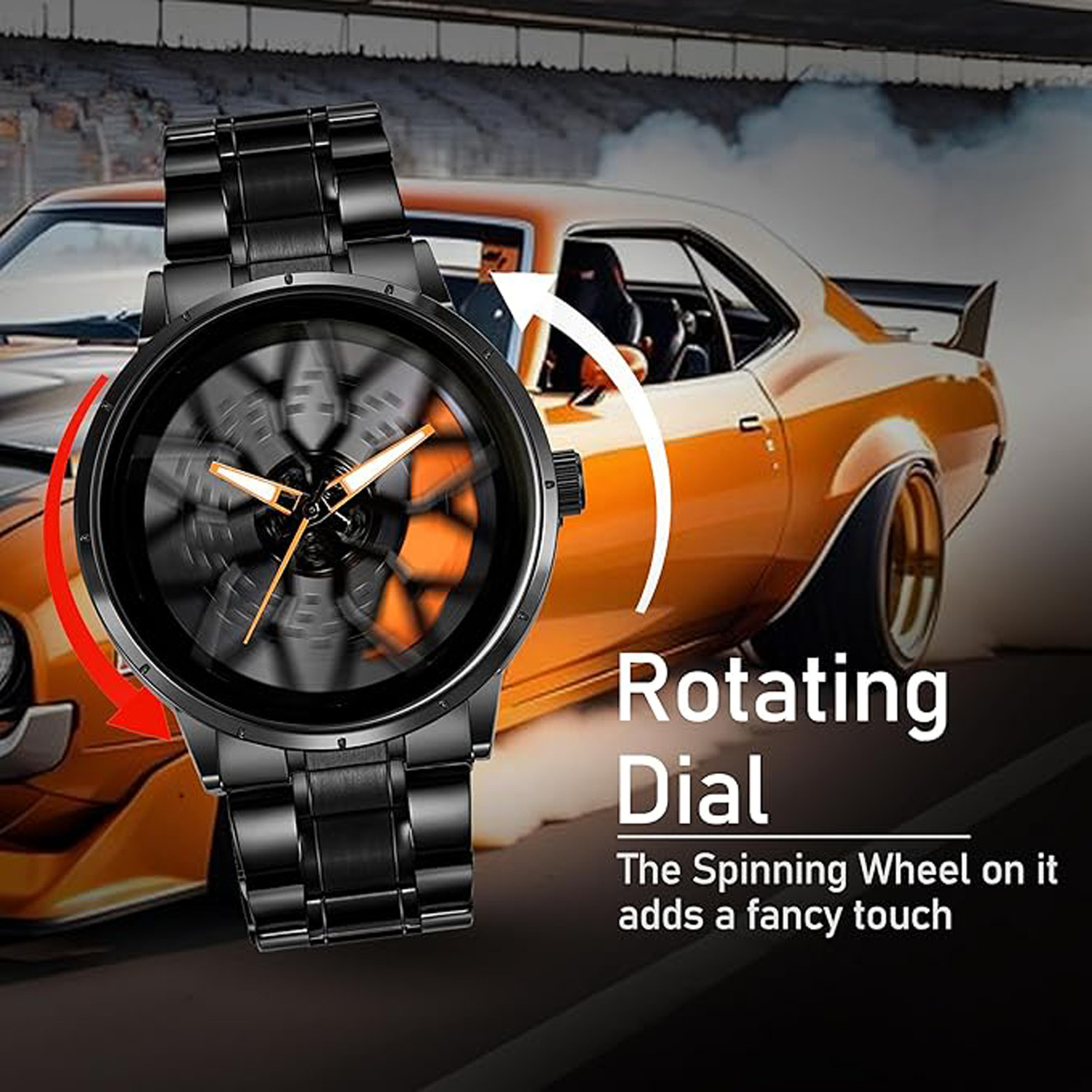 Image of Glowme Glowme Tencel Car Wheel Analog Watch - For Men