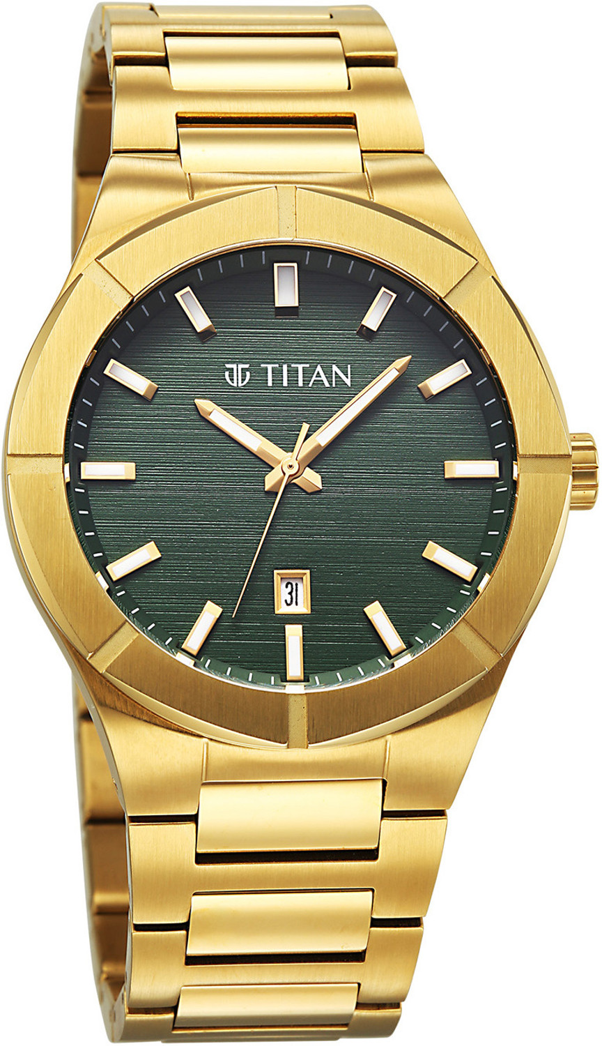 Image of Titan Regalia Marque Regalia Marque Analog with Green Dial Gold Strap Watch for Men Analog Watch - For Men