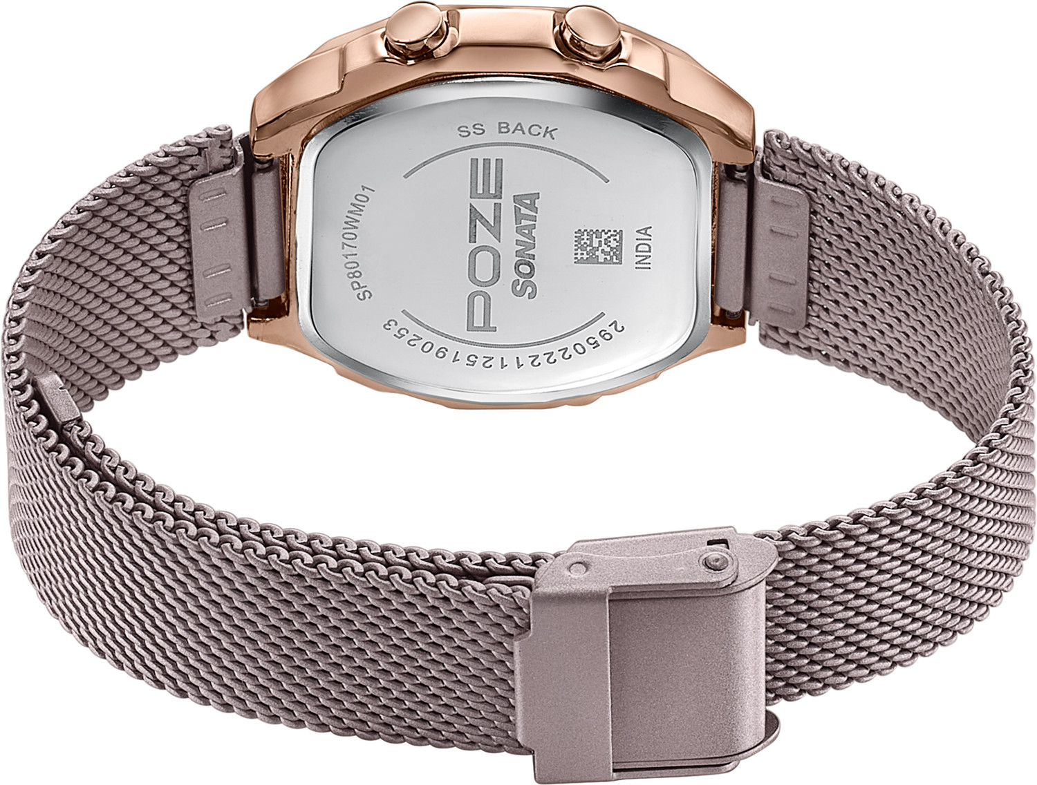 Image of SONATA Poze 8 Sonata Poze 8 Quartz Pink Dial Pink Mesh Strap Digital Watch - For Women