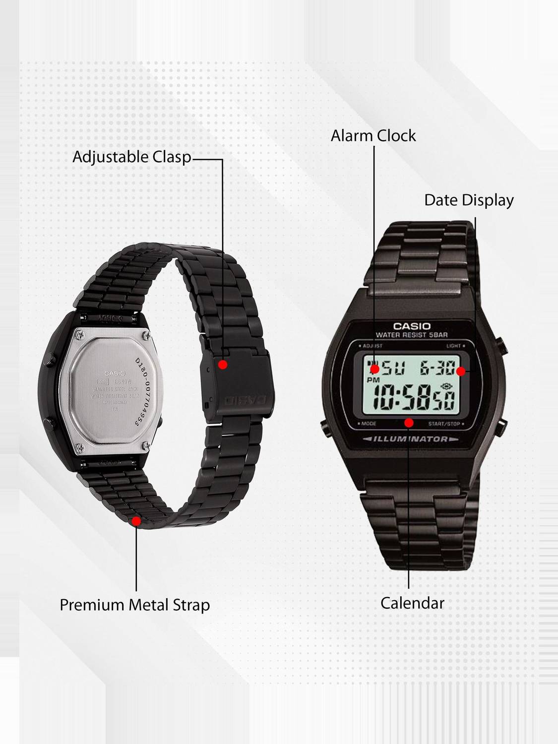 CASIO B640WB-1ADF Black Digital Watch - Image 2