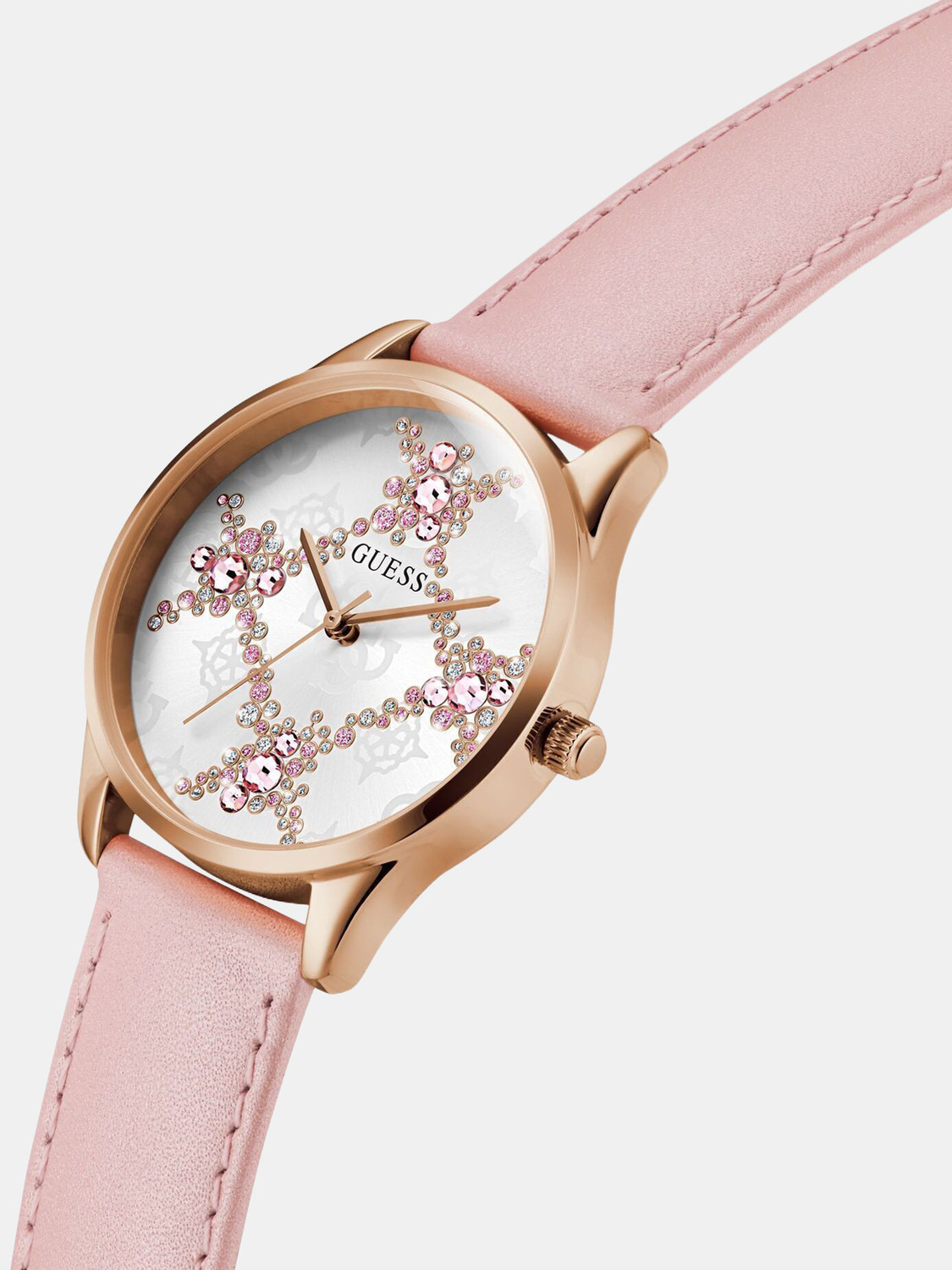 Image of GUESS White Dial With Stones Analog Watch - For Women