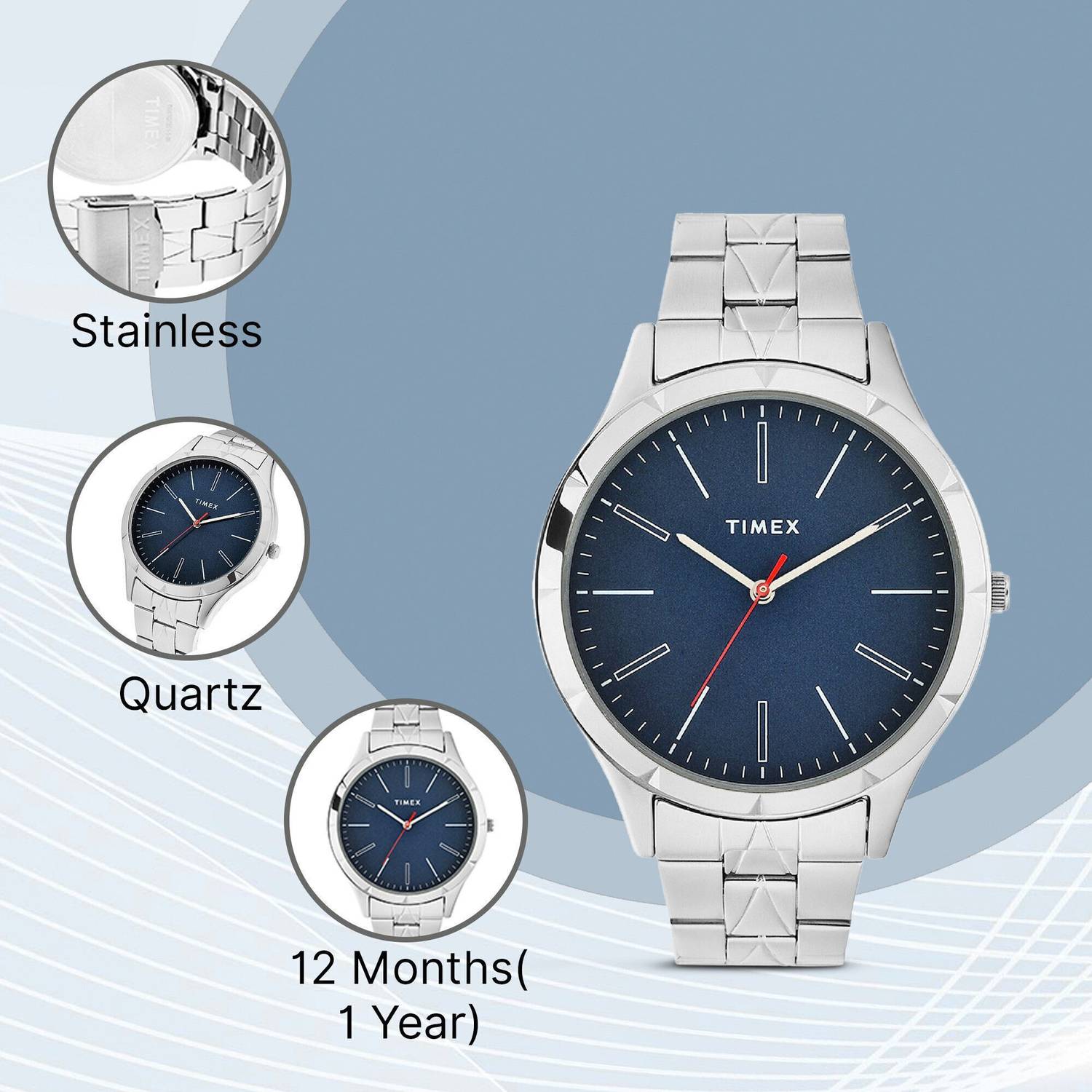 TIMEX Navy Blue Dial Analog Watch - For Men - Image 3