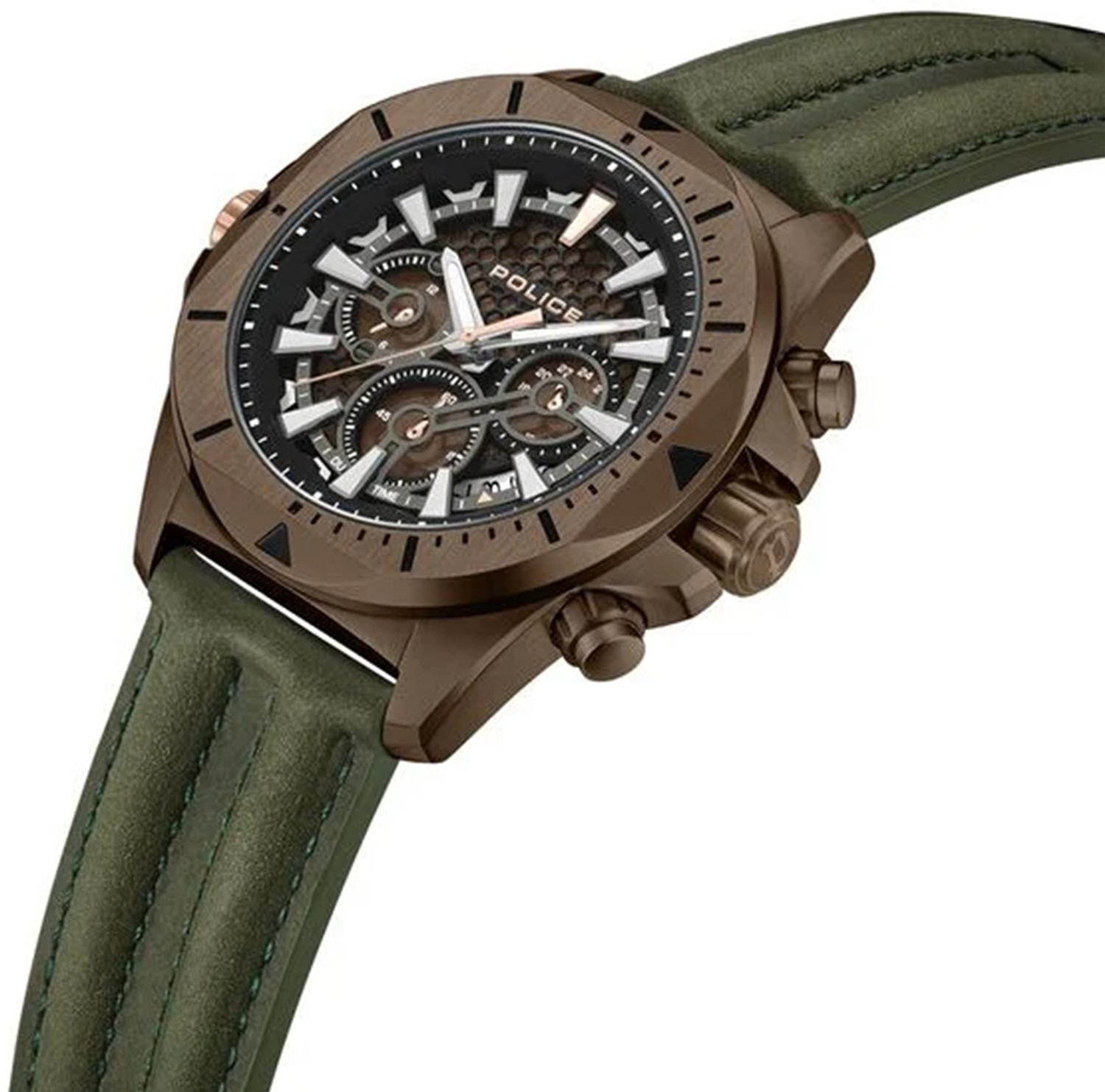 Image of Police Brown Round Dial Leather Watch For Men Analog Watch - For Men