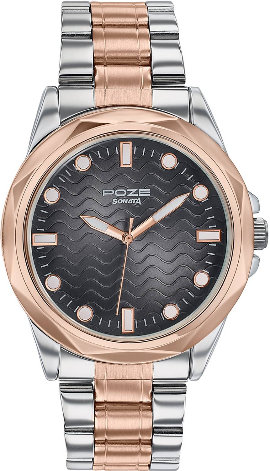 Sonata Poze 7 Black Dial Rose Gold Watch - Image 2