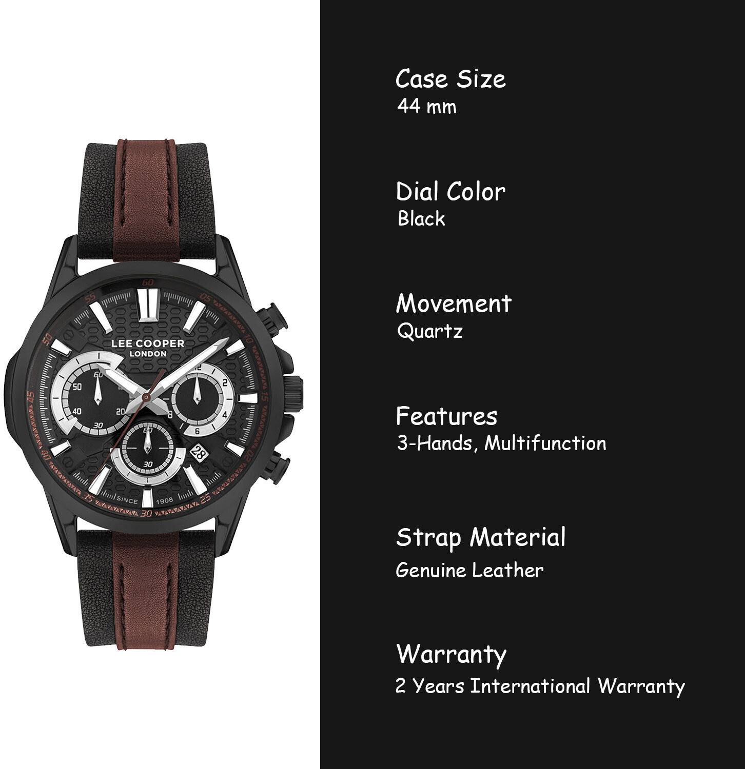 Lee Cooper Reloj Analógico para Hombre de Cuarzo con Correa en Metal