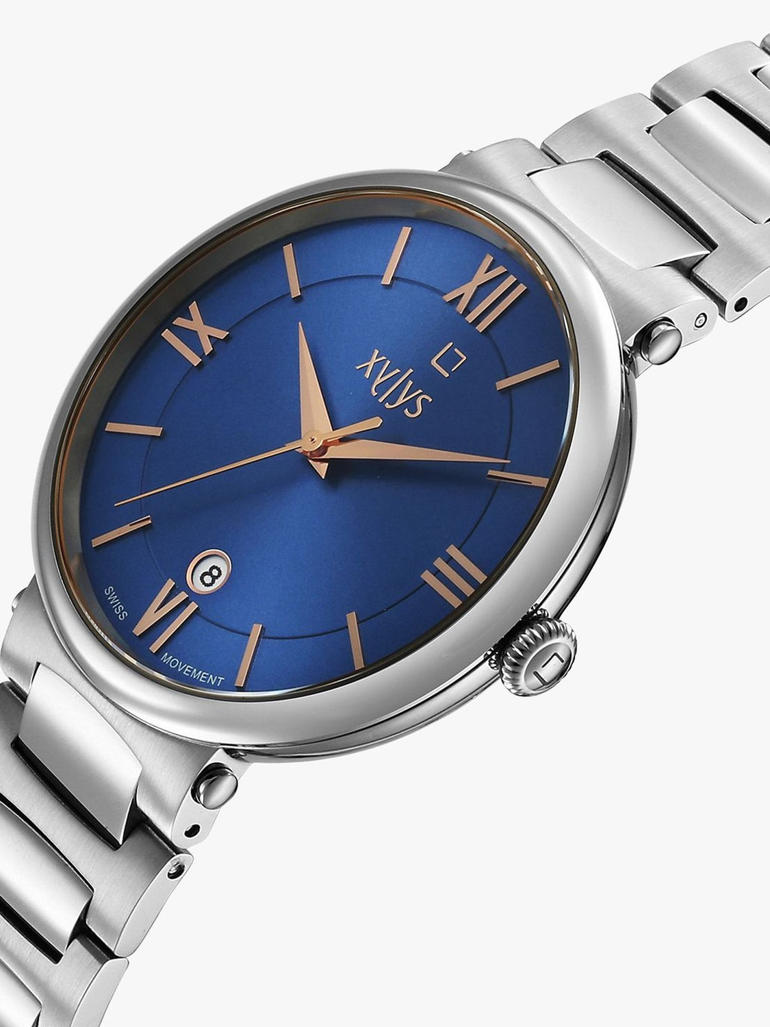 Image of XYLYS Xylys Quartz with Date Blue Dial Silver Stainless Steel Strap Analog Watch - For Men