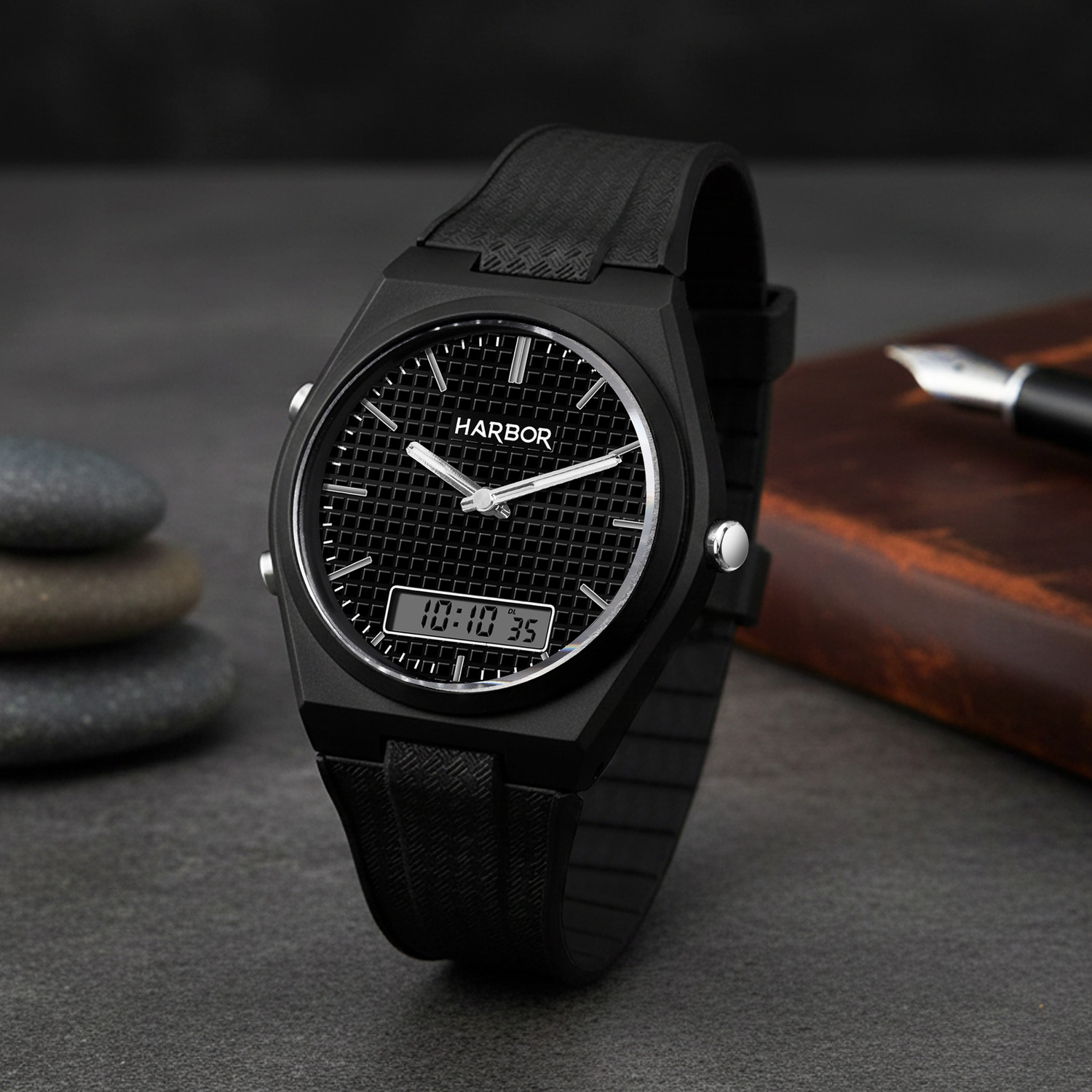 Image of Harbor 9153 Full Black Slim Plastic Body Casual, Office & Party Wear Analog Digital Watch Analog-Digital Watch - For Men