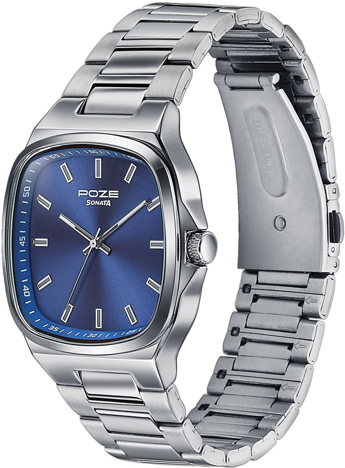 Image of SONATA Poze Drop 9.2 Poze 9 Quartz Blue Dial IPS Sheet Metal Strap Analog Watch - For Men