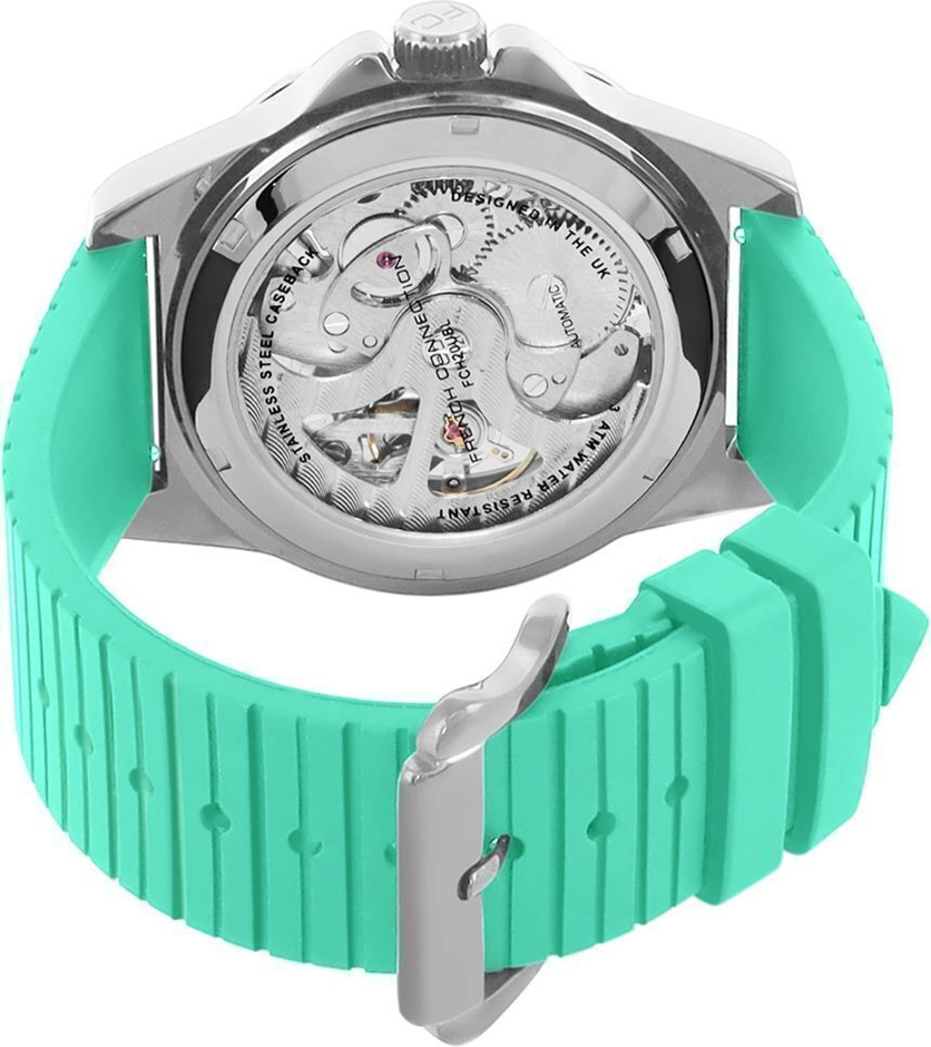 Image of French Connection Mechalume MECHALUME See Through Tiffany Blue Round Dial | Men's Blue Automatic Watch Analog Watch - For Men
