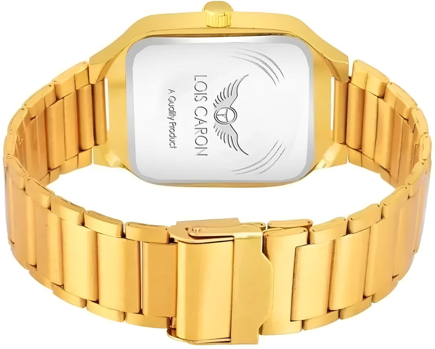 Image of LOIS CARON LCS-8641 Square roman number golden watch || Day & Date Function || elegant wrist watch Analog Watch - For Men