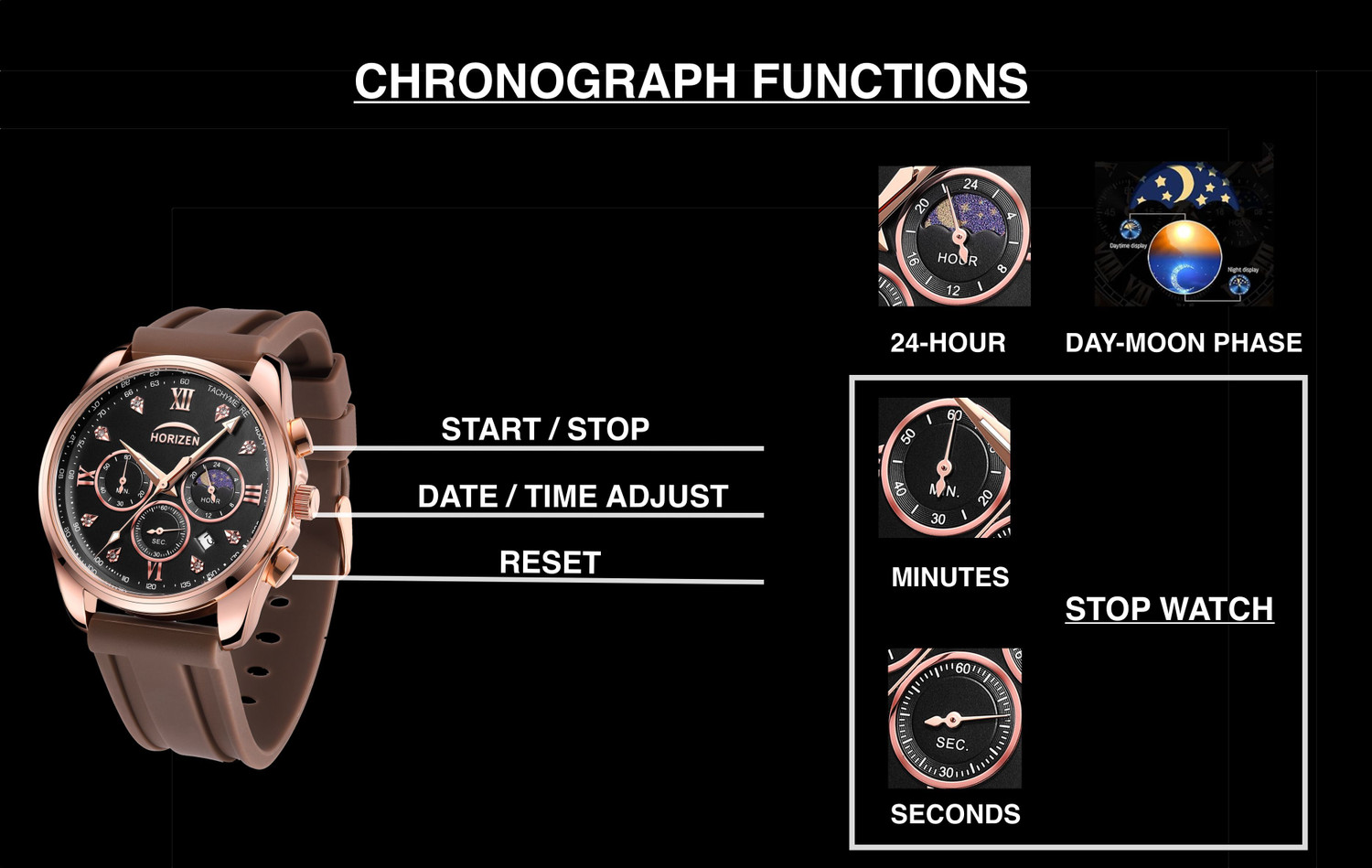 Image of HORIZEN Stylish Chronograph Classic Luxury Analog Watch - For Men