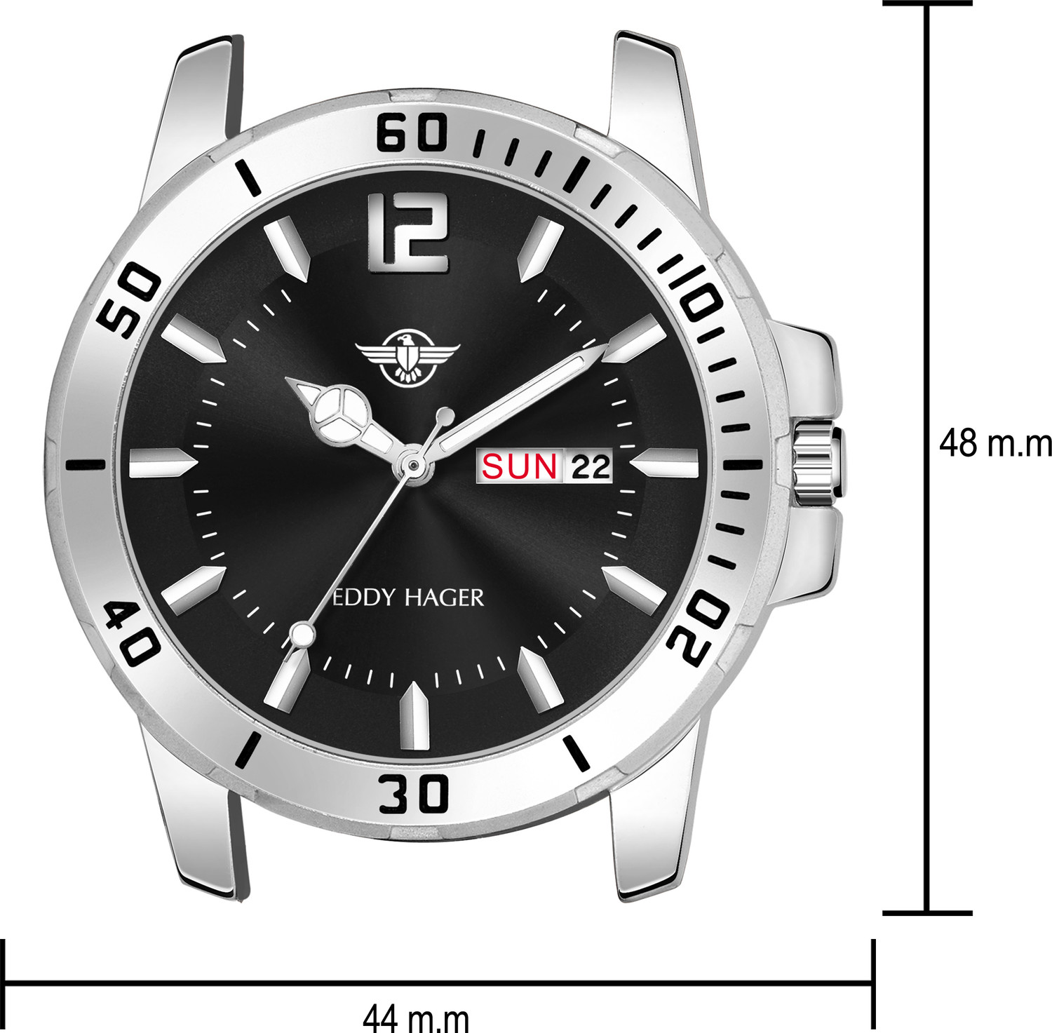 Image of EDDY HAGER Day and Date Display Analog Watch - For Men EH-194-Black