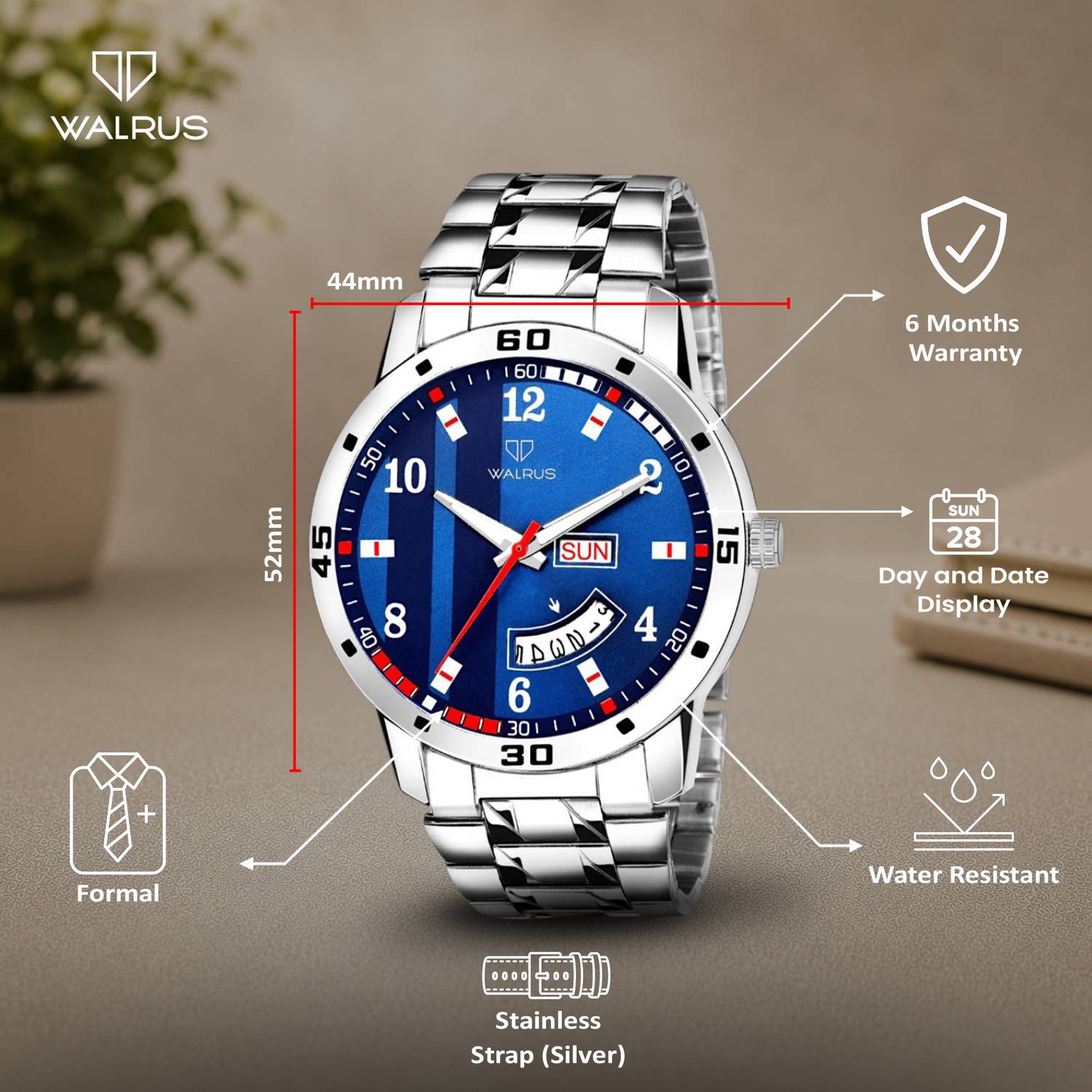 Walrus WWTM-AST-XI-030707 Walrus Medium Size Blue Textured Dial