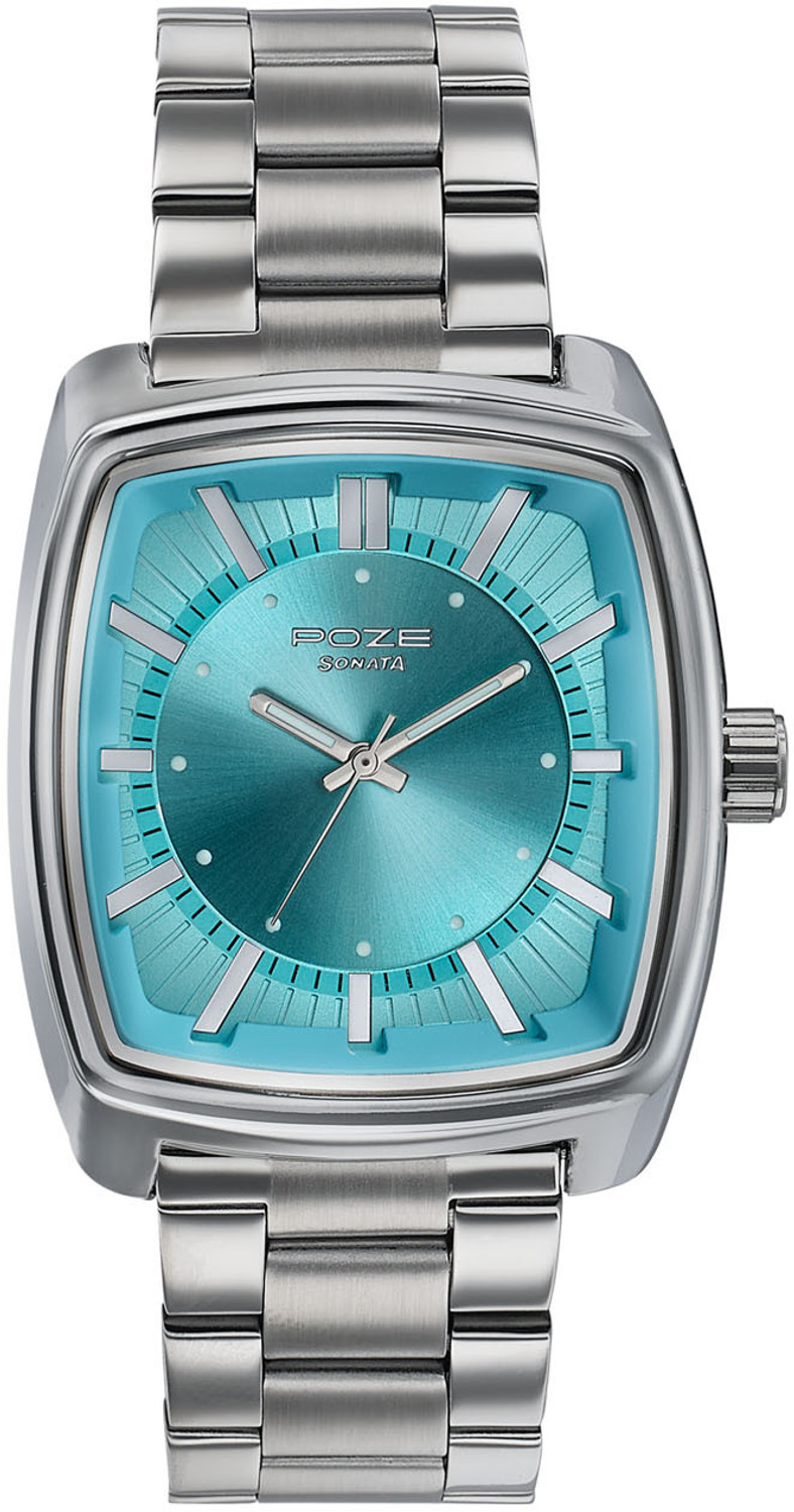 Image of SONATA Poze Drop 9.2 Poze 9 Quartz Tiffany Blue Dial IPS Sheet Metal Strap Analog Watch - For Men